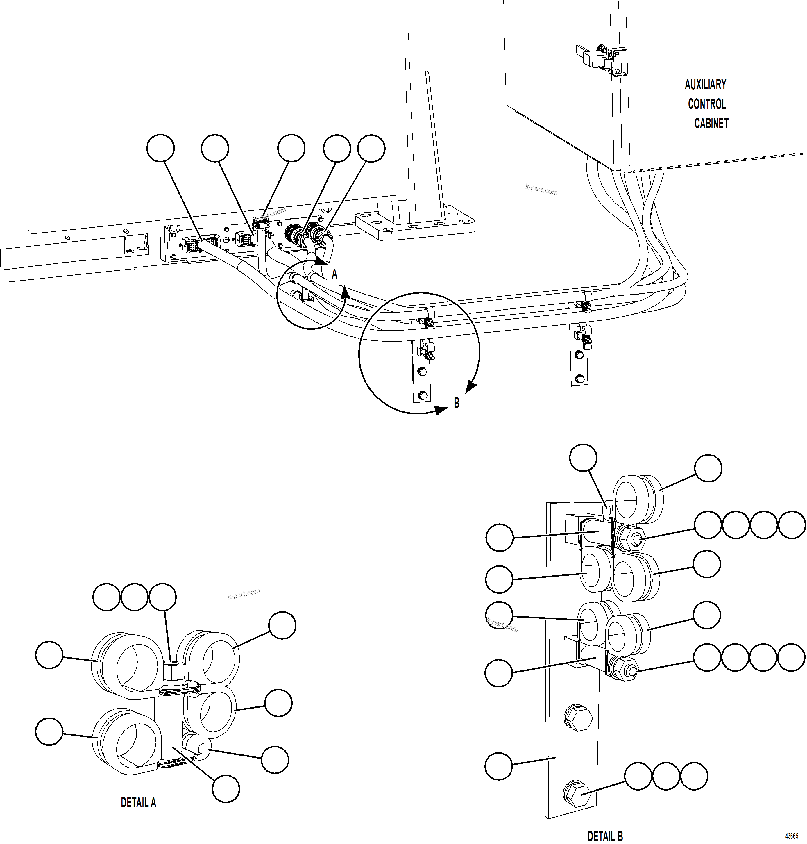 Komatsu parts book diagram for AFE57-HT 830E-1AC S/N A40966, A40987 & A40990 - A40992  SEVERSTAL: EXTERNAL CAB WIRING