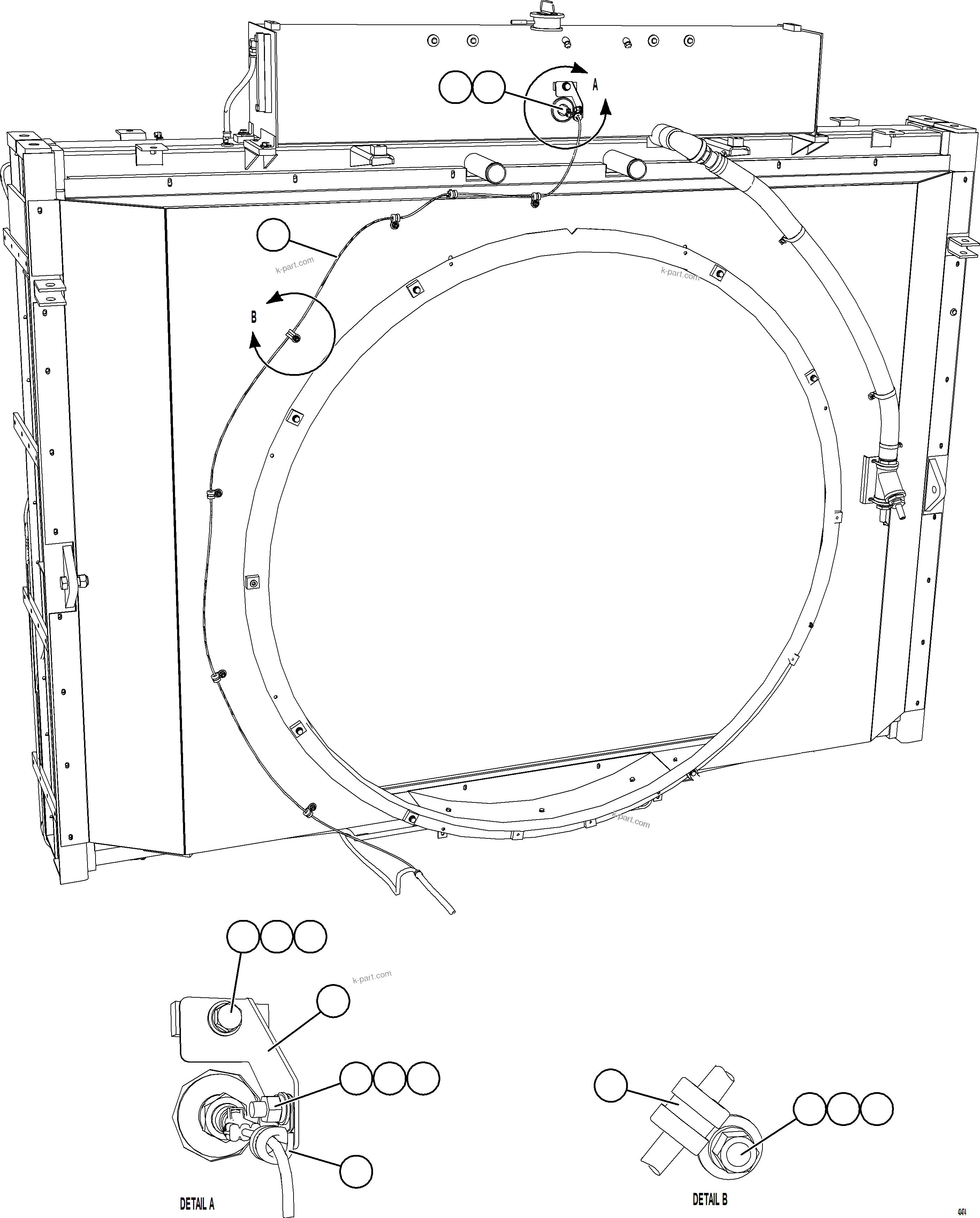 Komatsu parts book diagram for AFE57-HT 830E-1AC S/N A40966, A40987 & A40990 - A40992  SEVERSTAL: COOLING SYSTEM WIRING   (TIER 2)