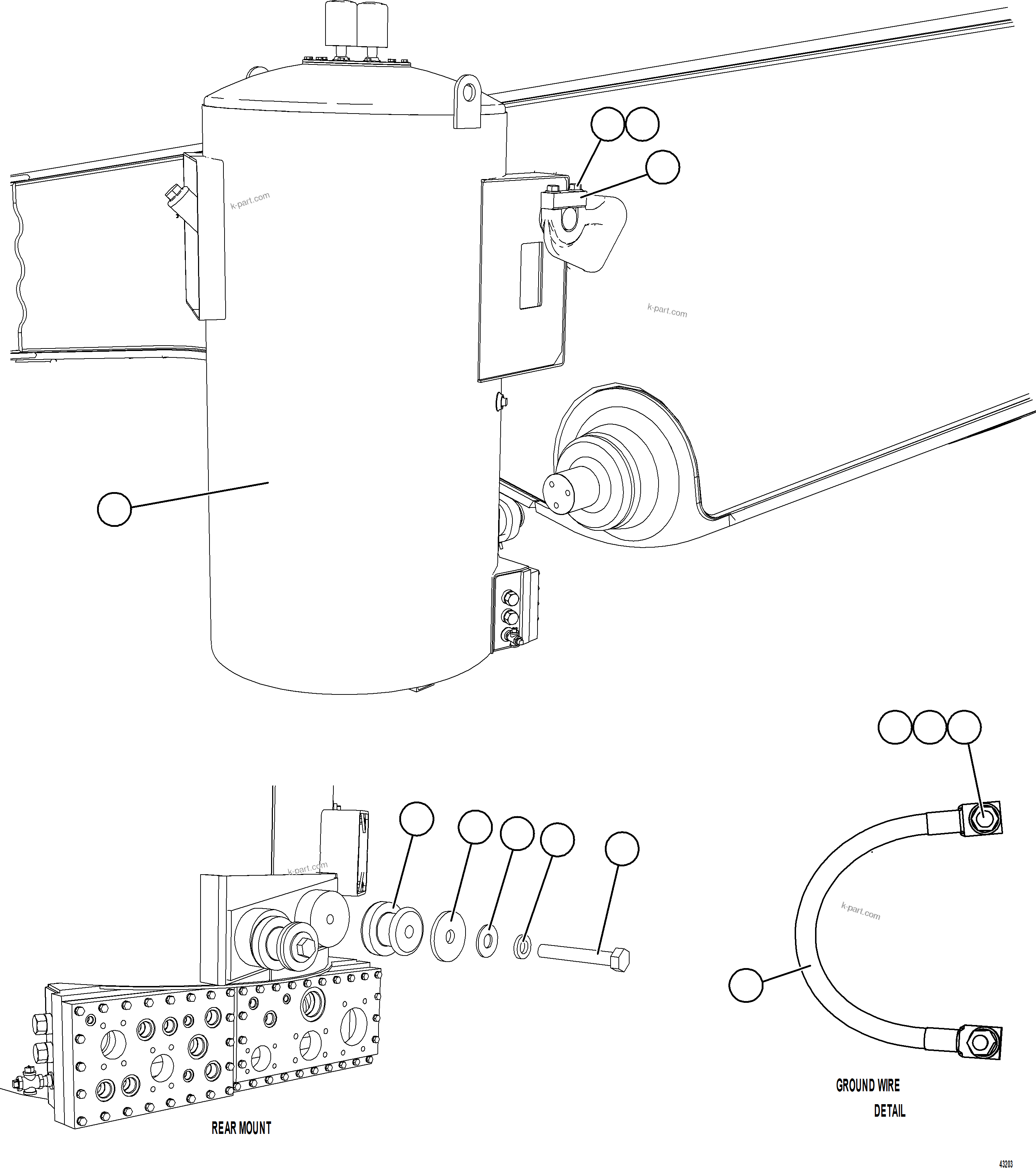 Komatsu parts book diagram for AFE57-HT 830E-1AC S/N A40966, A40987 & A40990 - A40992  SEVERSTAL: HYDRAULIC TANK INSTALLATION