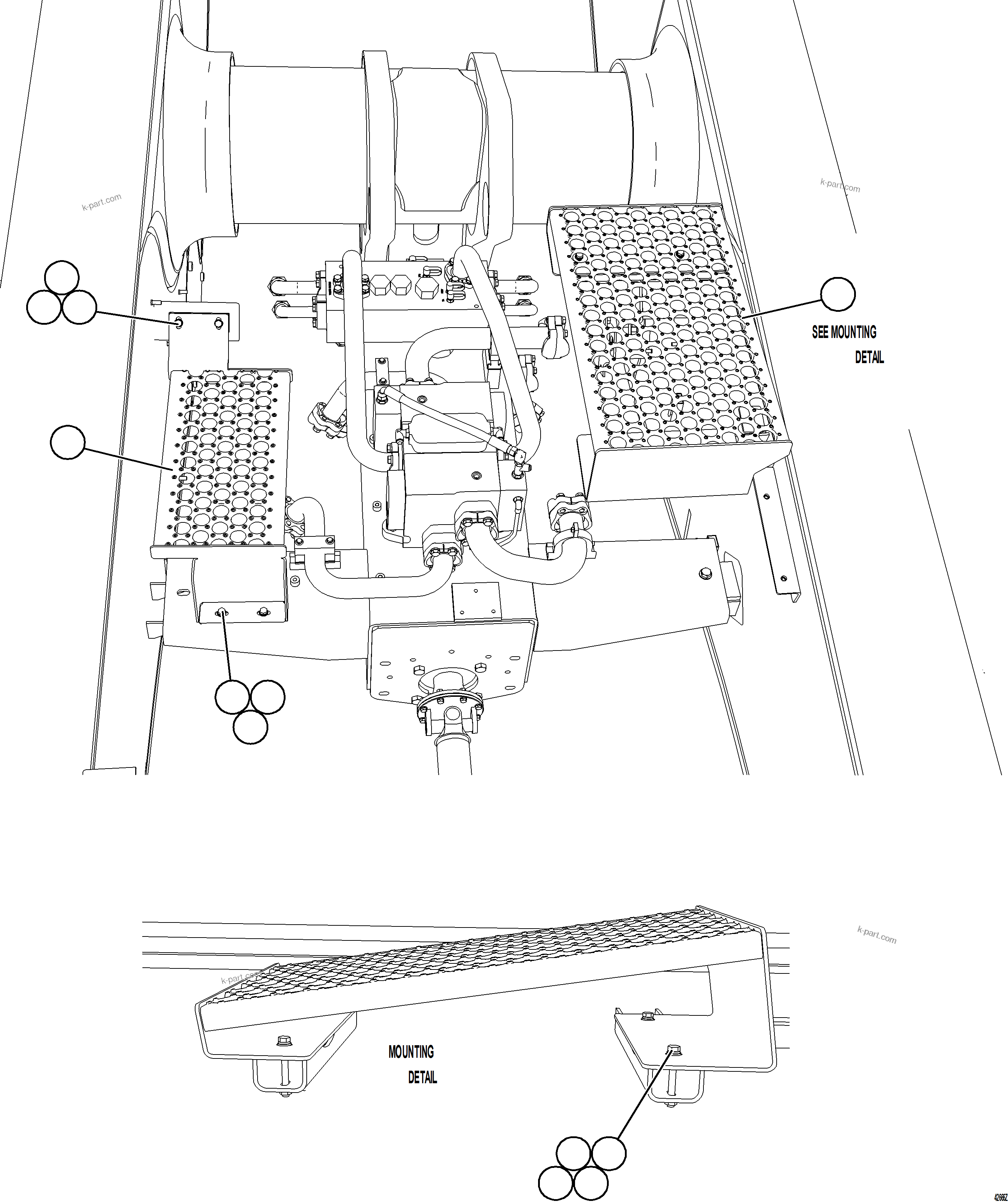 Komatsu parts book diagram for AFE57-HT 830E-1AC S/N A40966, A40987 & A40990 - A40992  SEVERSTAL: PUMP MODULE PLATFORMS