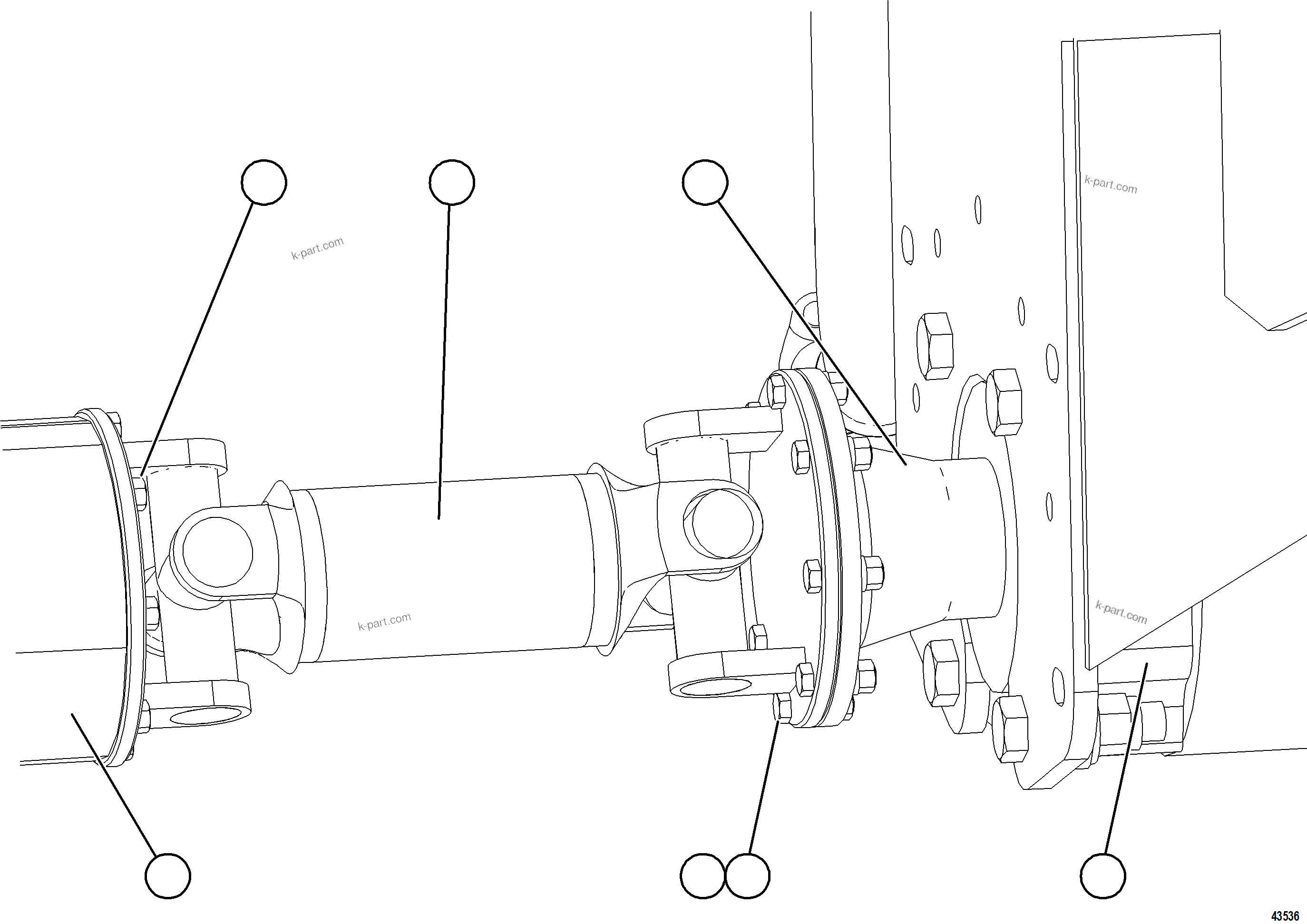 Komatsu parts book diagram for AFE57-HT 830E-1AC S/N A40966, A40987 & A40990 - A40992  SEVERSTAL: DRIVE SHAFT INSTALLATION