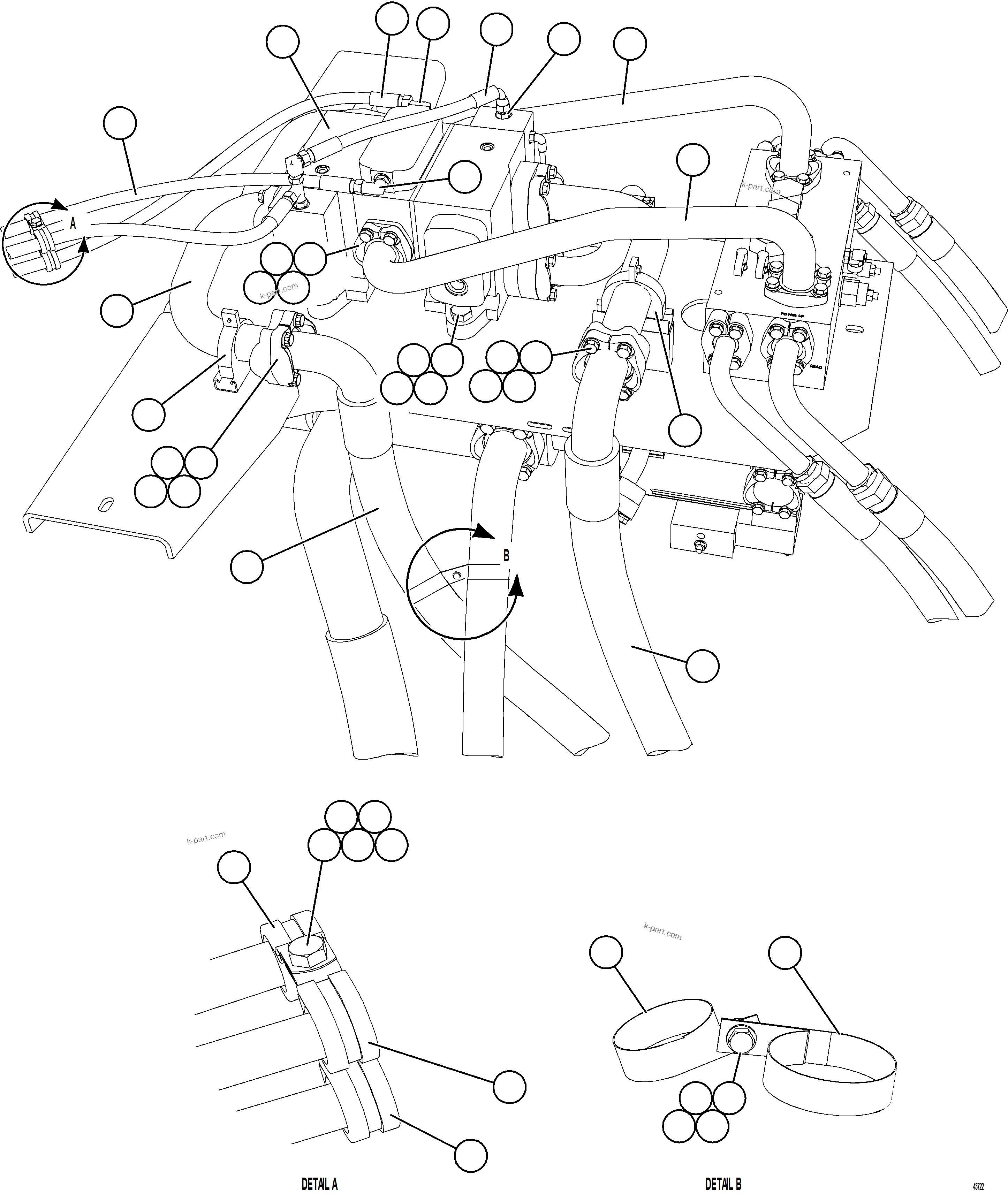 Komatsu parts book diagram for AFE57-HT 830E-1AC S/N A40966, A40987 & A40990 - A40992  SEVERSTAL: HOIST PIPING   2/4