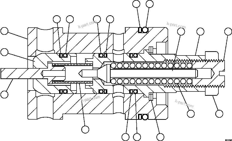 Komatsu parts book diagram for AFE57-HT 830E-1AC S/N A40966, A40987 & A40990 - A40992  SEVERSTAL: RELIEF VALVE ASSEMBLY              VE3567