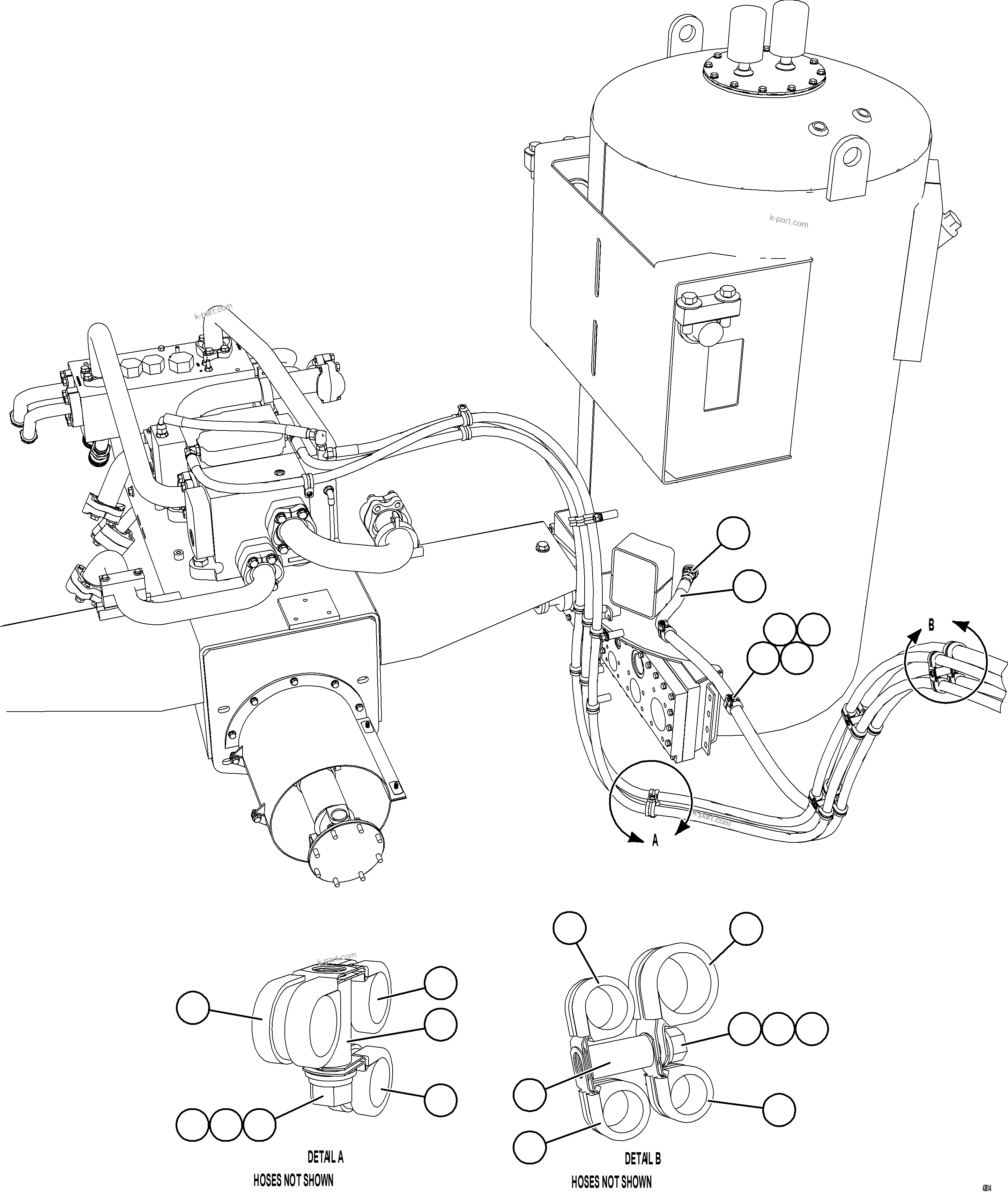 Komatsu parts book diagram for AFE57-HT 830E-1AC S/N A40966, A40987 & A40990 - A40992  SEVERSTAL: HYDRAULIC CABINET PIPING