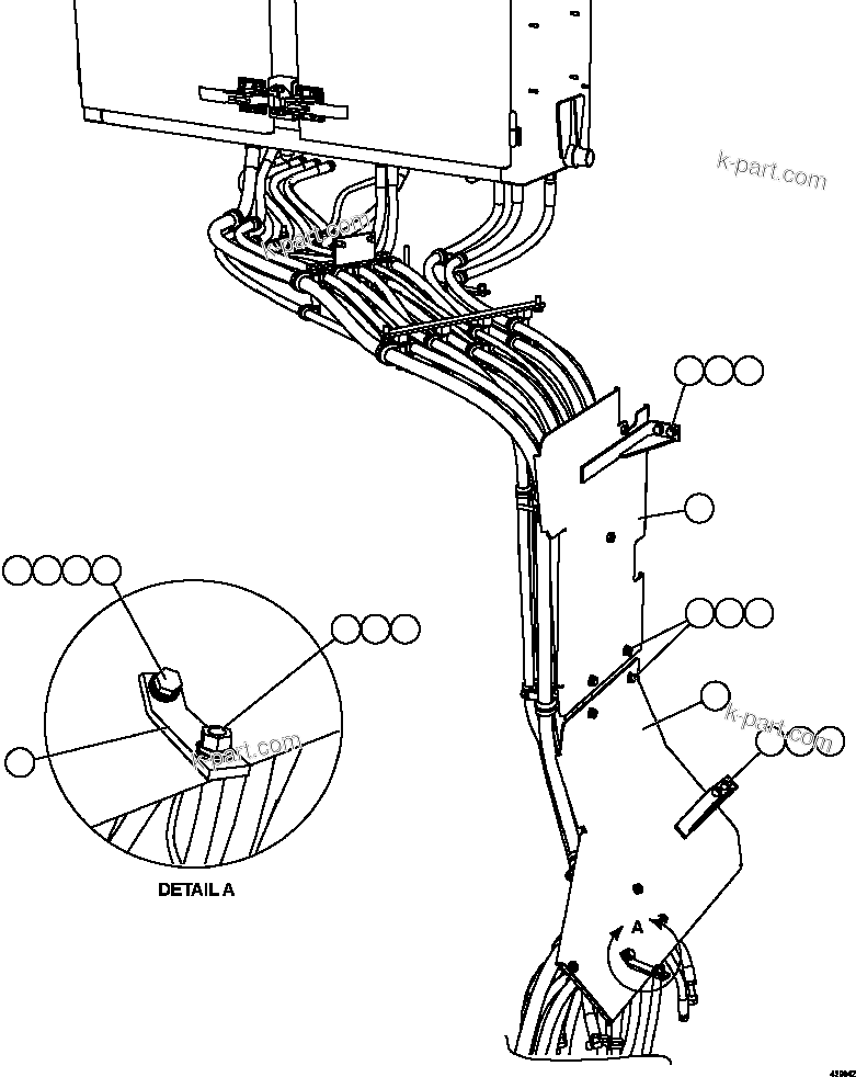 Komatsu parts book diagram for AFE57-HT 830E-1AC S/N A40966, A40987 & A40990 - A40992  SEVERSTAL: BRAKE PIPING   1/4  (S/N A40966)