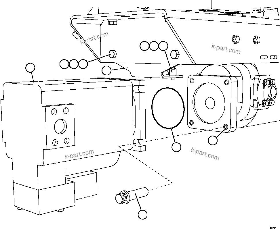 Komatsu parts book diagram for AFE57-HT 830E-1AC S/N A40966, A40987 & A40990 - A40992  SEVERSTAL: STEERING PUMP INSTALLATION