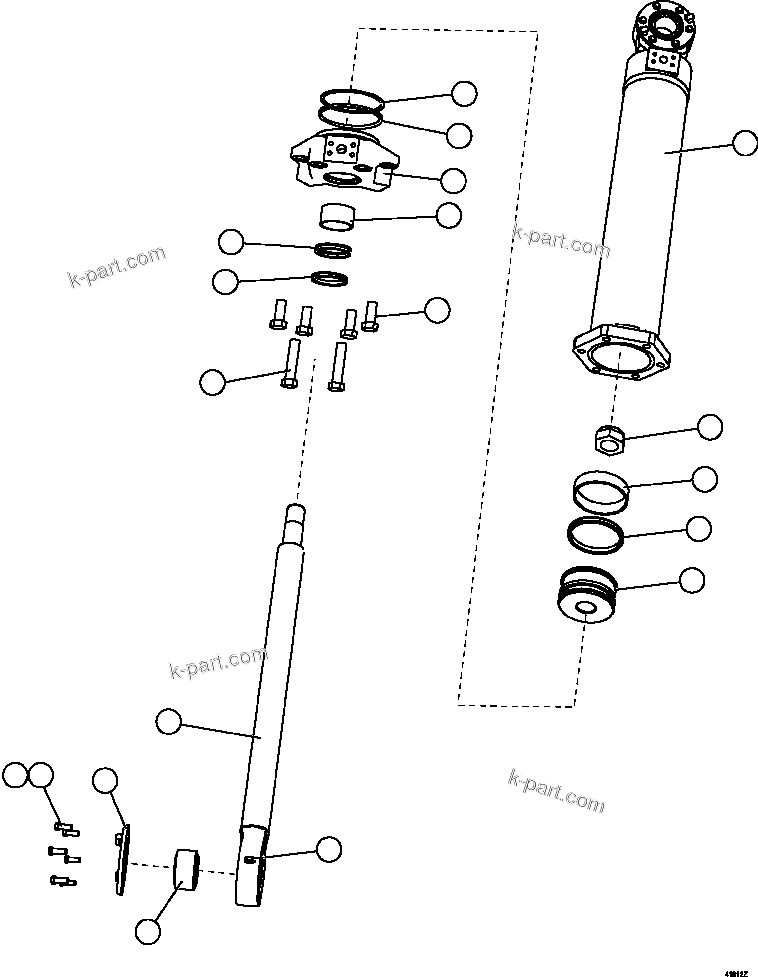 Komatsu parts book diagram for AFE57-HT 830E-1AC S/N A40966, A40987 & A40990 - A40992  SEVERSTAL: STEERING CYLINDER AND BEARINGS