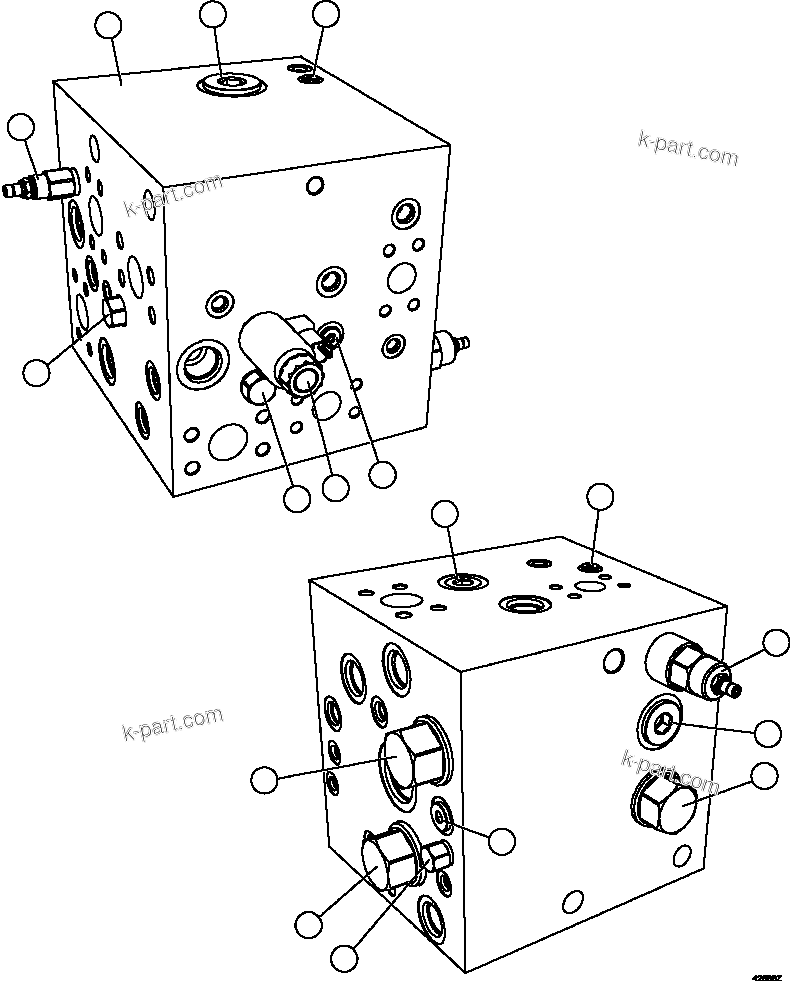 Komatsu parts book diagram for AFE57-HT 830E-1AC S/N A40966, A40987 & A40990 - A40992  SEVERSTAL: BLEEDDOWN MANIFOLD   PC2677