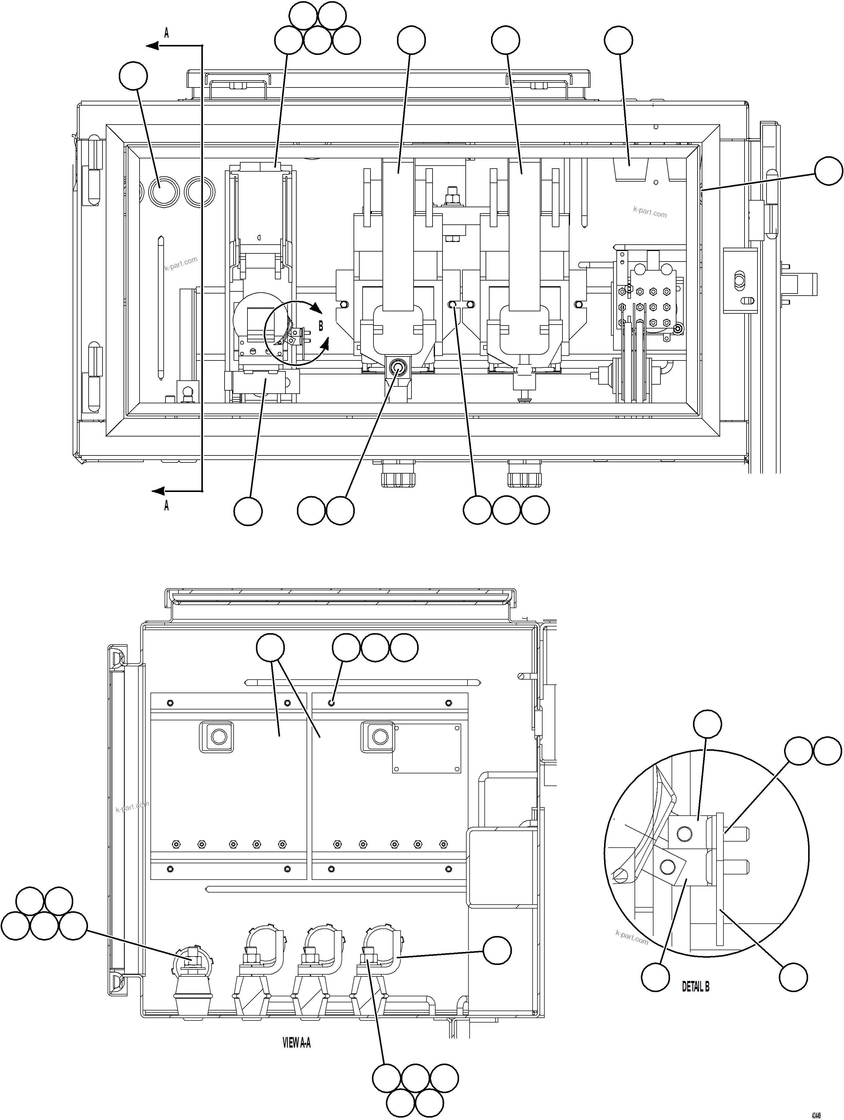 Komatsu parts book diagram for AFE57-HT 830E-1AC S/N A40966, A40987 & A40990 - A40992  SEVERSTAL: CONTROL CABINET - CONTACTOR BOX 2/2   58E-43-00021