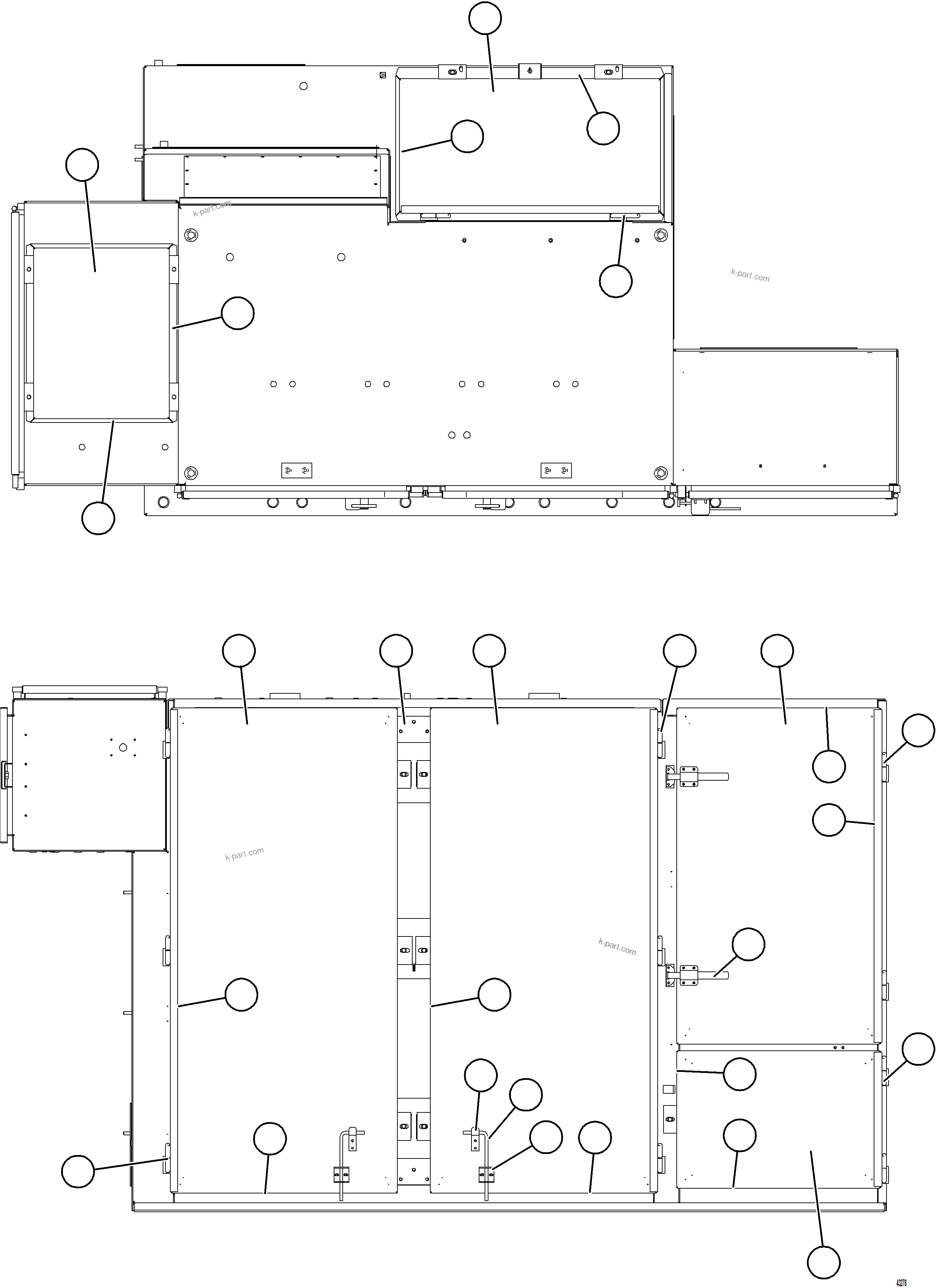 Komatsu parts book diagram for AFE57-HT 830E-1AC S/N A40966, A40987 & A40990 - A40992  SEVERSTAL: DOORS AND COVERS  1/2