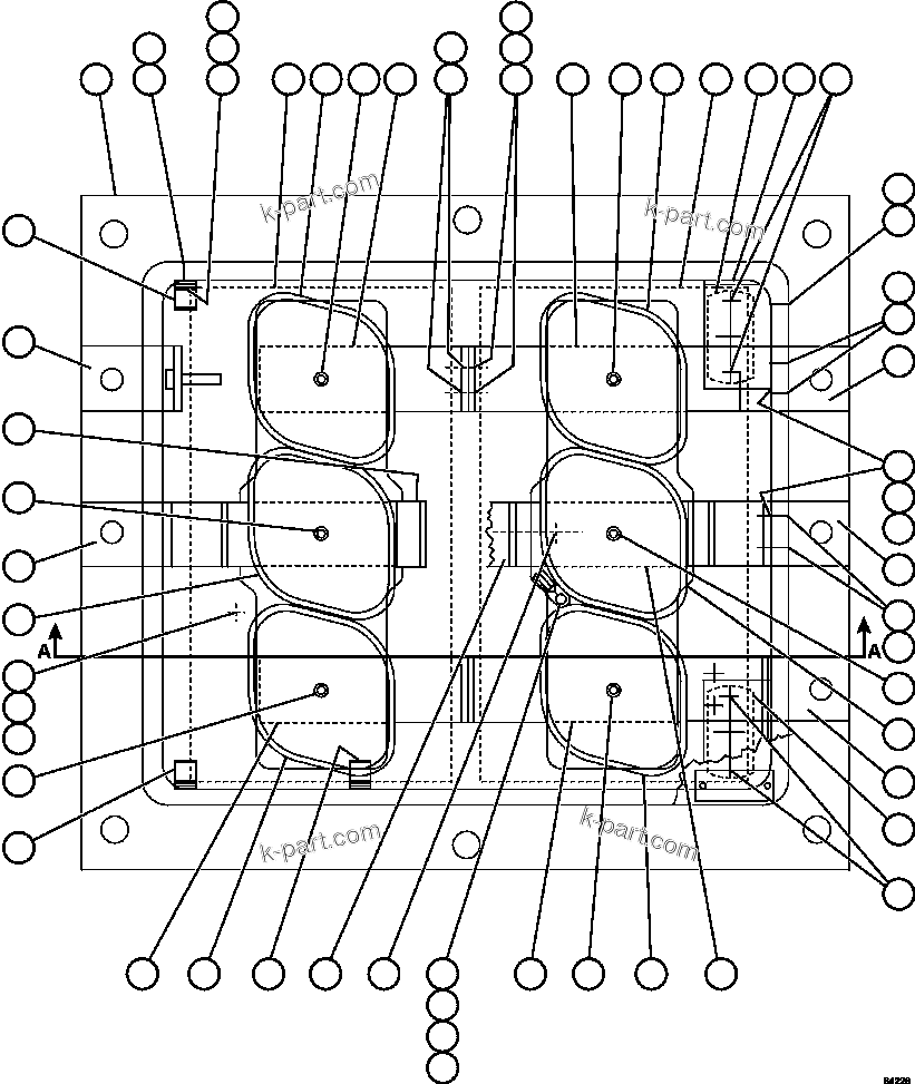 Komatsu parts book diagram for AFE57-HT 830E-1AC S/N A40966, A40987 & A40990 - A40992  SEVERSTAL: PANEL - AFSE  1/2         58B-43-00220