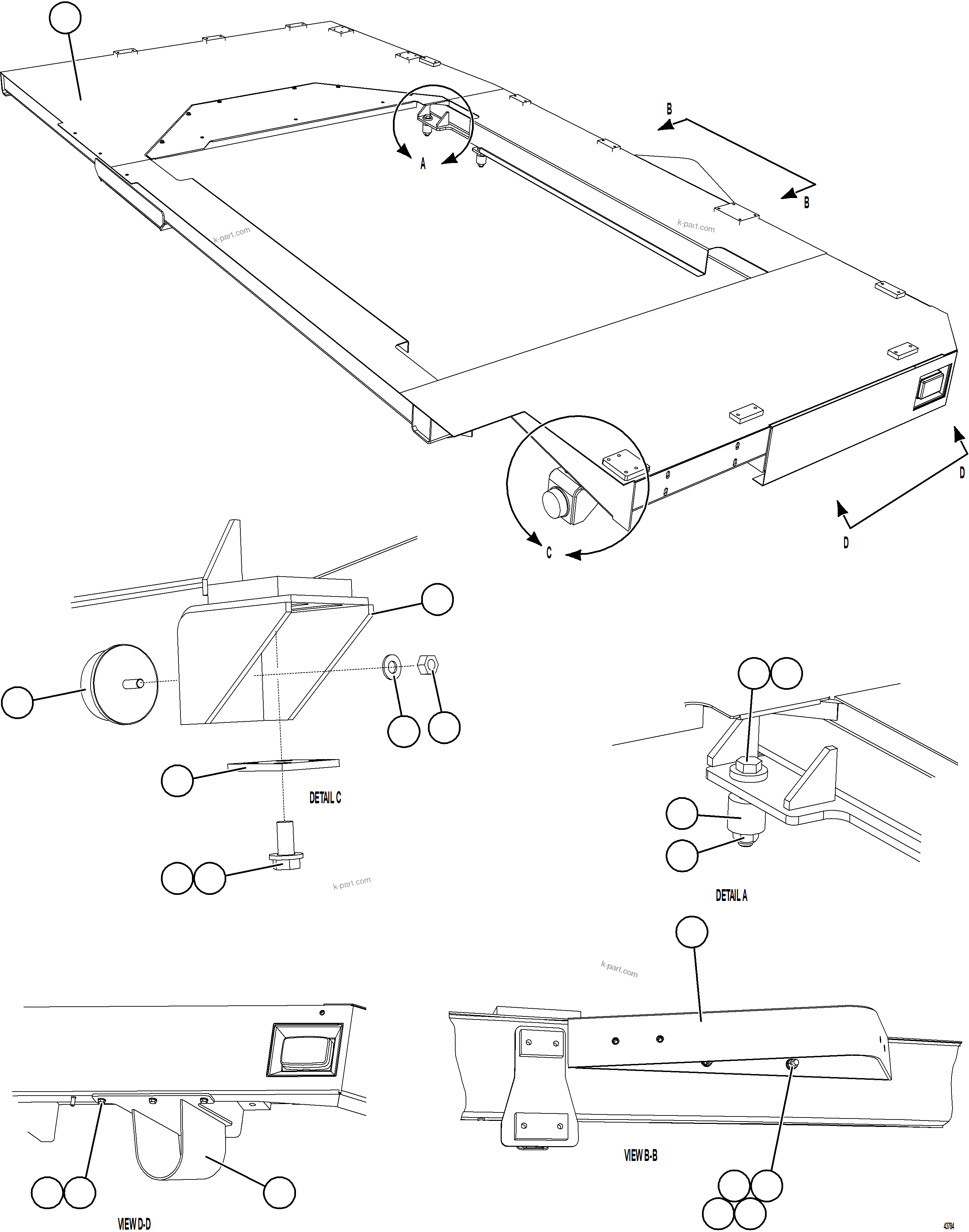 Komatsu parts book diagram for AFE57-JJ 830E-1AC S/N A41035 COLOWYO: LH DECK INSTALLATION    1/2