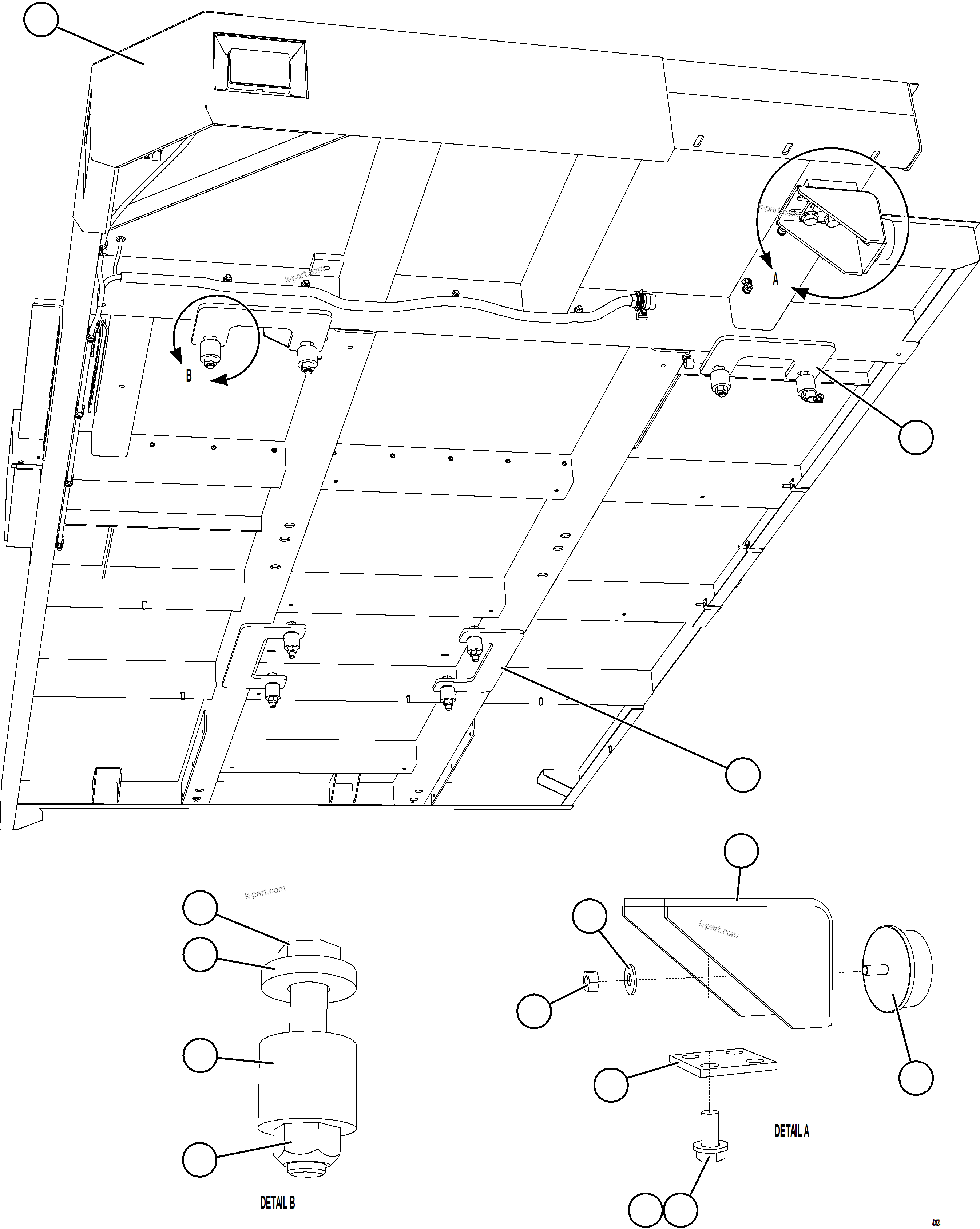 Komatsu parts book diagram for AFE57-JJ 830E-1AC S/N A41035 COLOWYO: RH DECK INSTALLATION