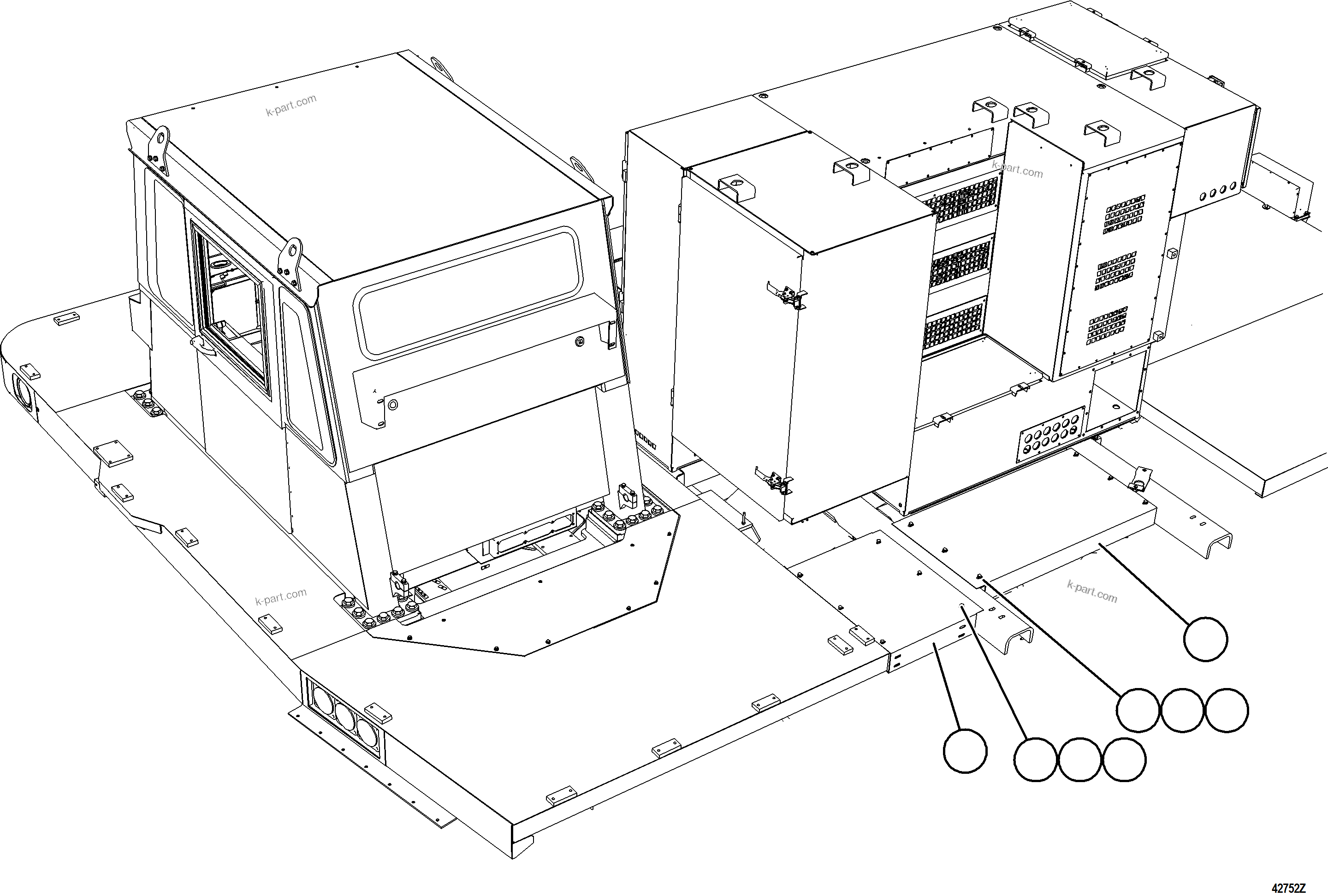 Komatsu parts book diagram for AFE57-JJ 830E-1AC S/N A41035 COLOWYO: REAR DECK INSTALLATION