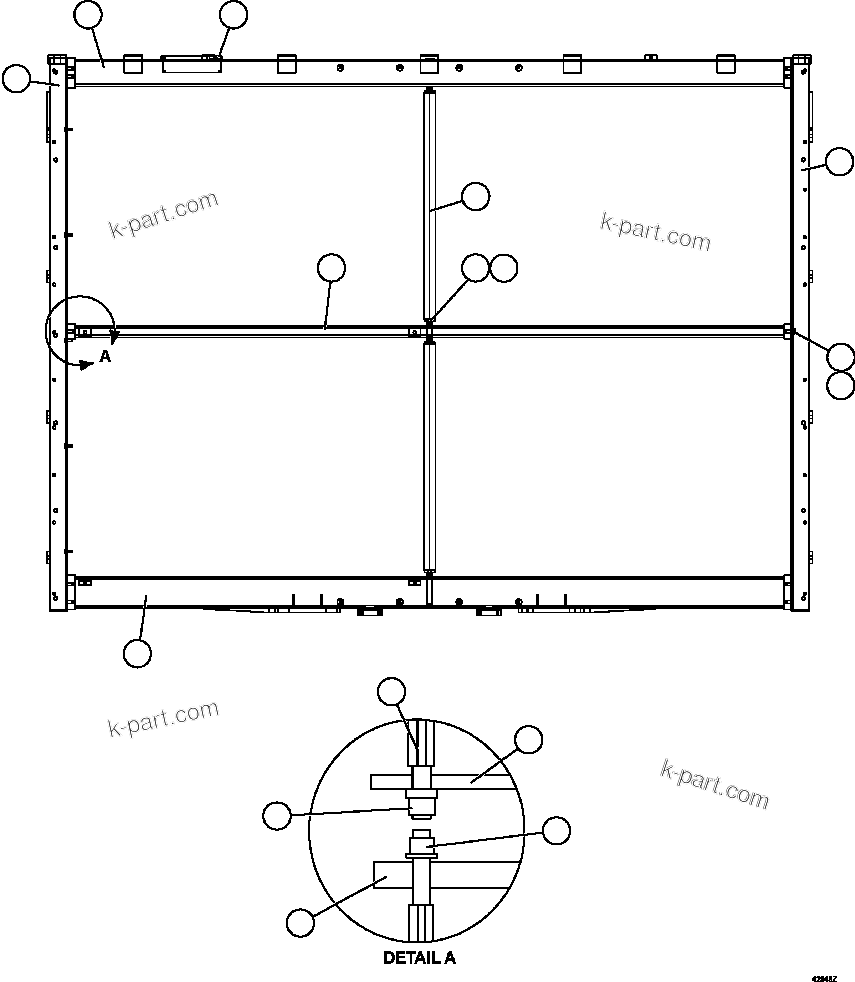 Komatsu parts book diagram for AFE57-JJ 830E-1AC S/N A41035 COLOWYO: AFTER COOLER RADIATOR    XA5354