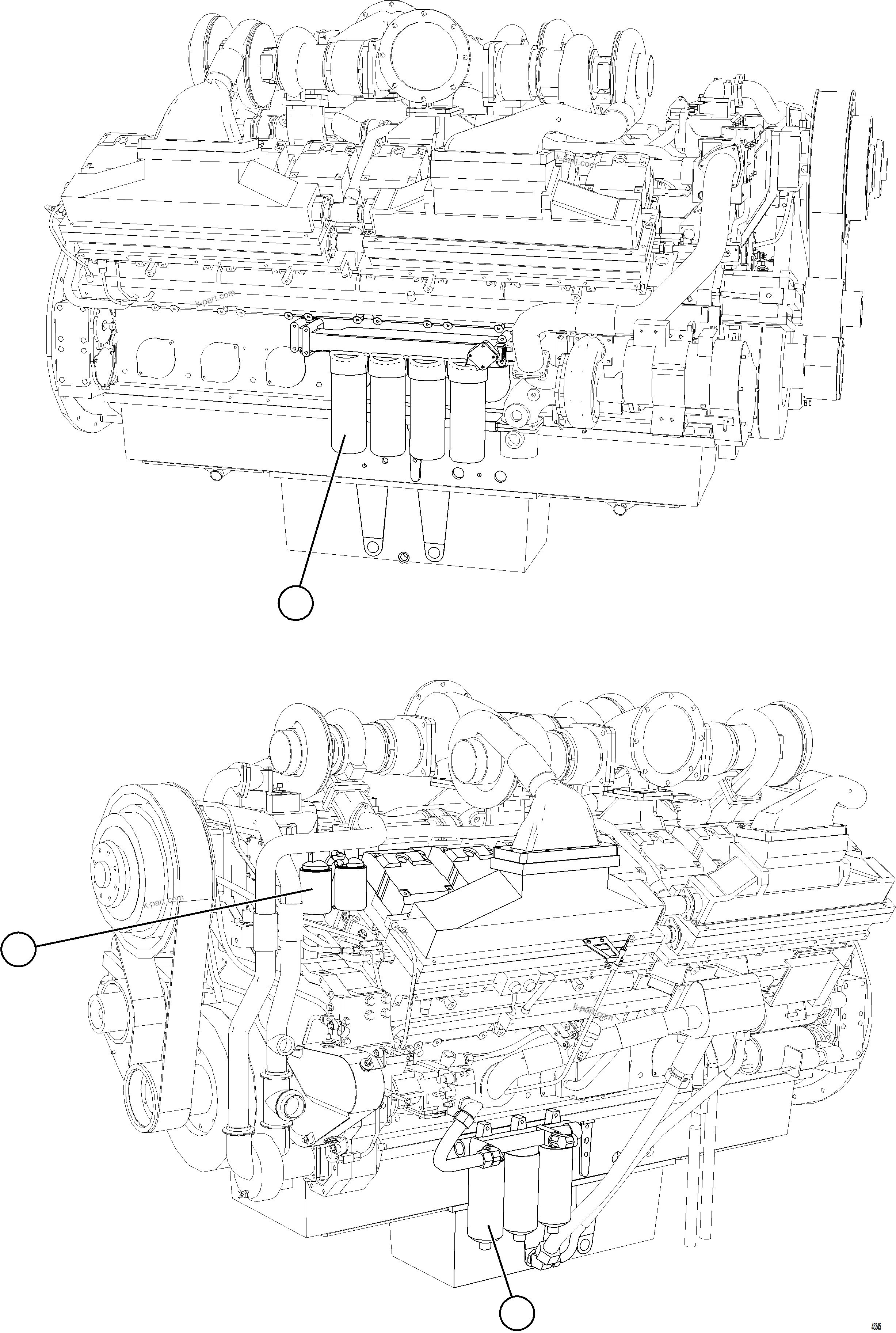 Komatsu parts book diagram for AFE57-JJ 830E-1AC S/N A41035 COLOWYO: ENGINE FILTERS