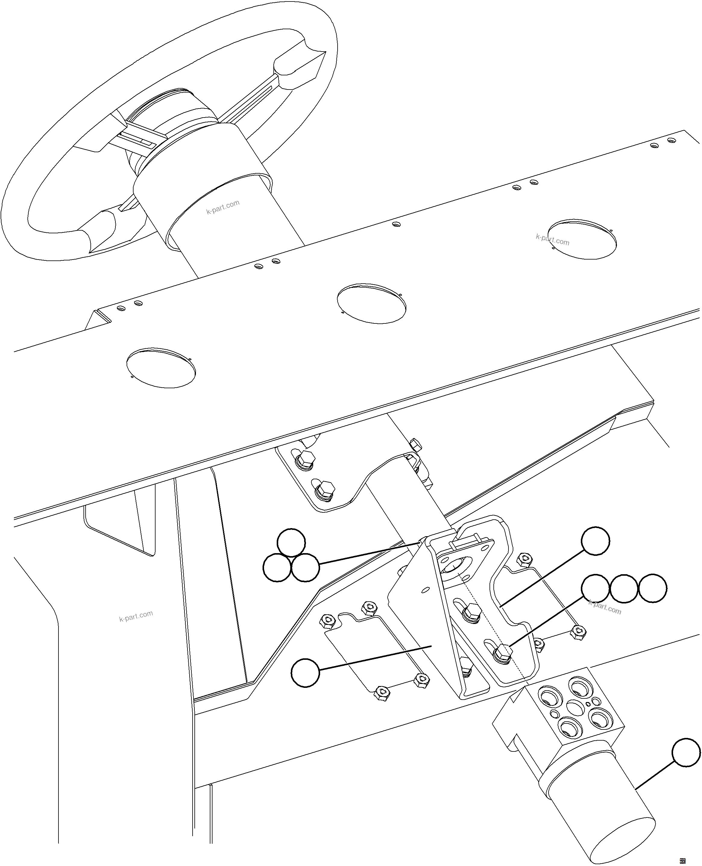 Komatsu parts book diagram for AFE57-JJ 830E-1AC S/N A41035 COLOWYO: STEERING CONTROL UNIT INSTALLATION