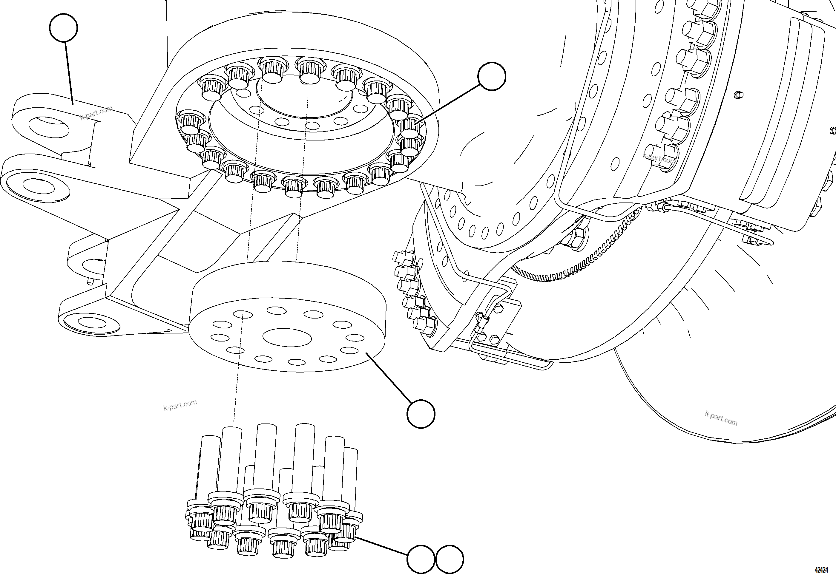 Komatsu parts book diagram for AFE57-JJ 830E-1AC S/N A41035 COLOWYO: STEERING ARM INSTALLATION