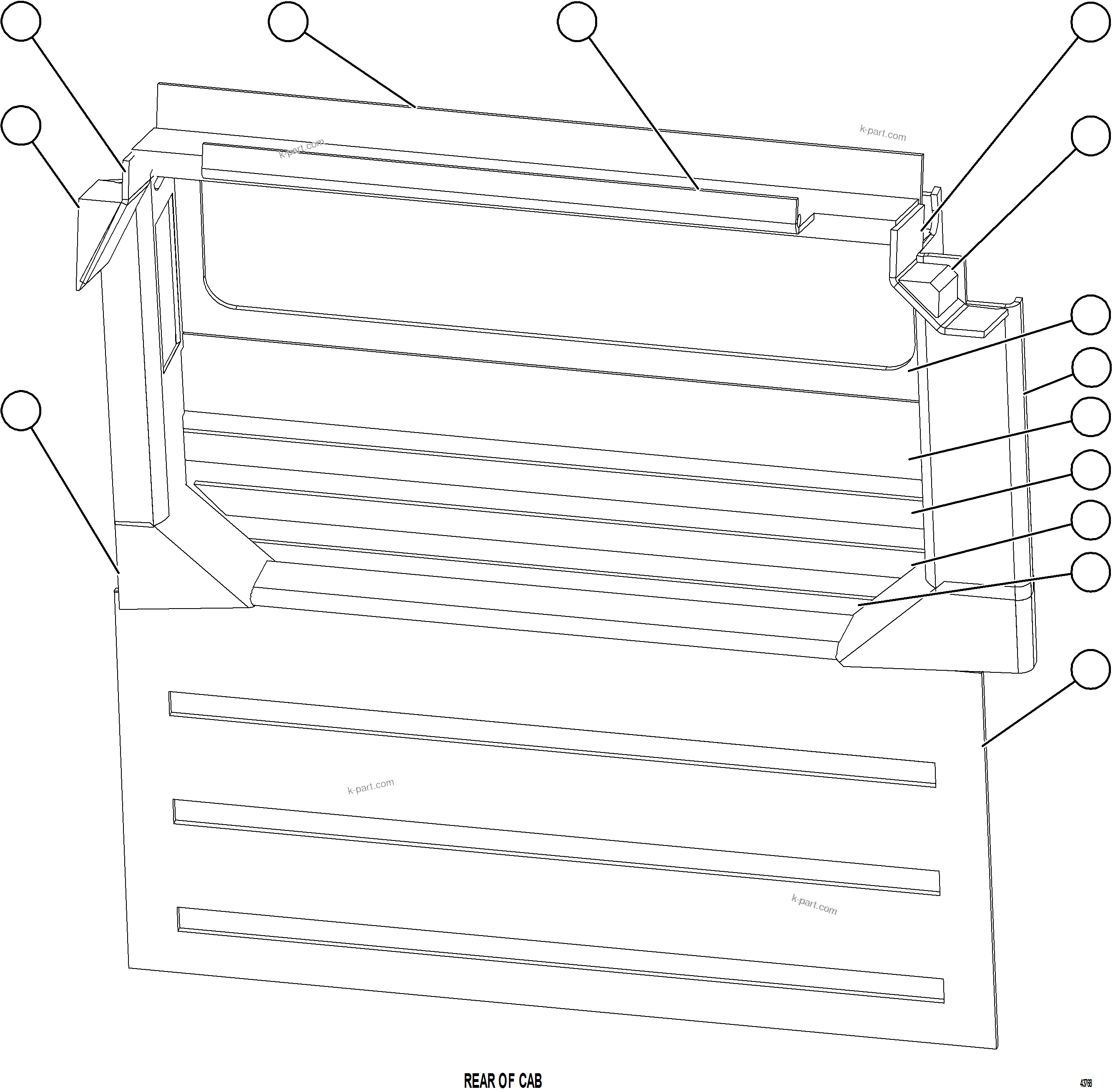 Komatsu parts book diagram for AFE57-JJ 830E-1AC S/N A41035 COLOWYO: CAB VINYL    1/2