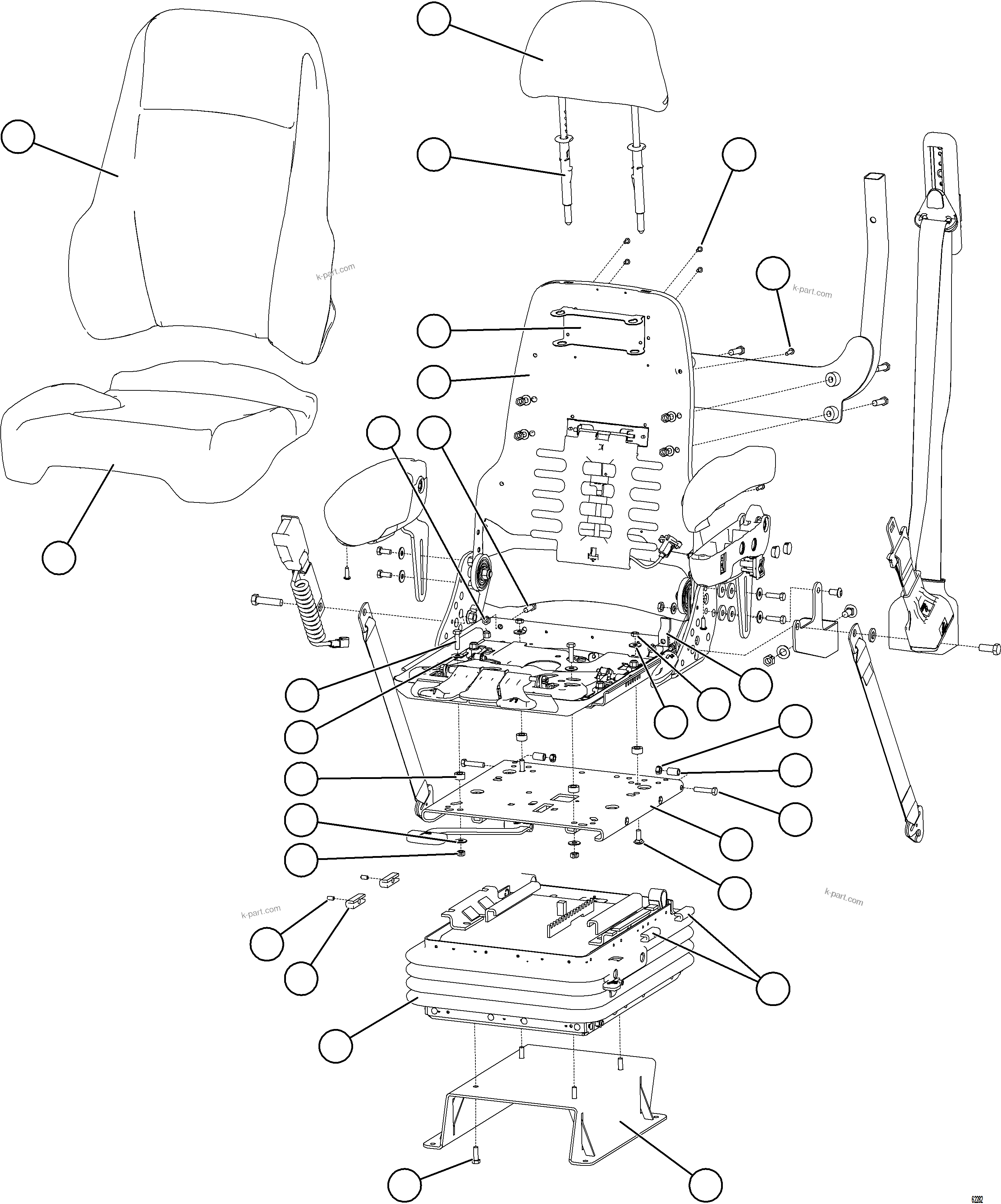 Komatsu parts book diagram for AFE57-JJ 830E-1AC S/N A41035 COLOWYO: SEAT ASSEMBLY    1/2    58E-57-00503