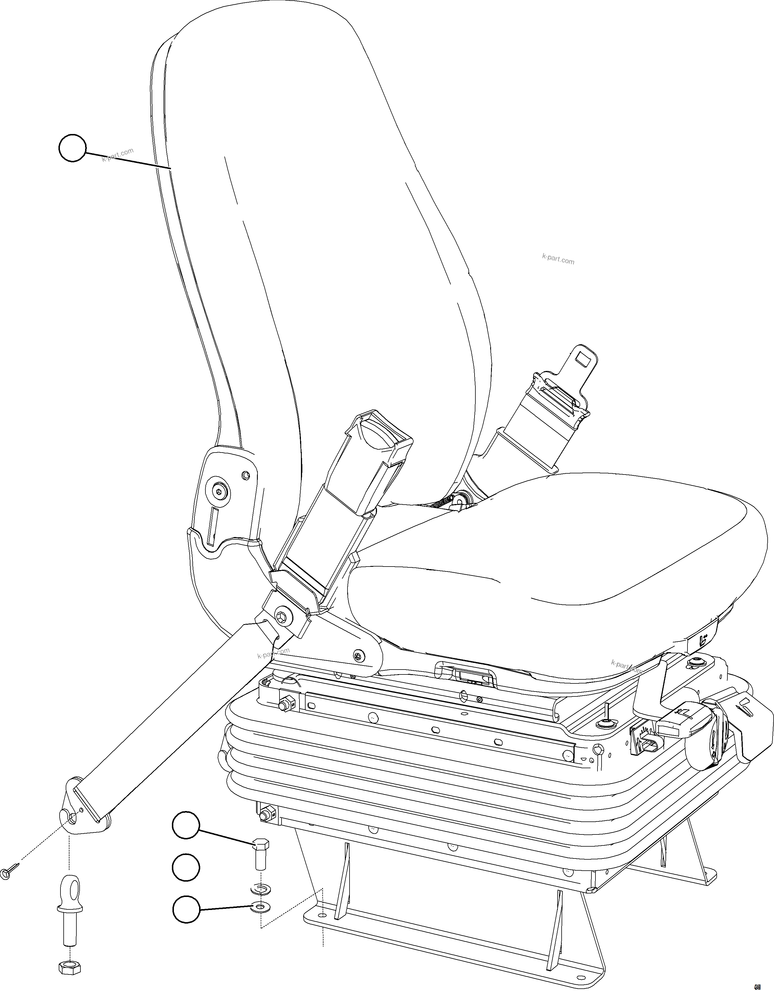 Komatsu parts book diagram for AFE57-JJ 830E-1AC S/N A41035 COLOWYO: PASSENGER SEAT INSTALLATION