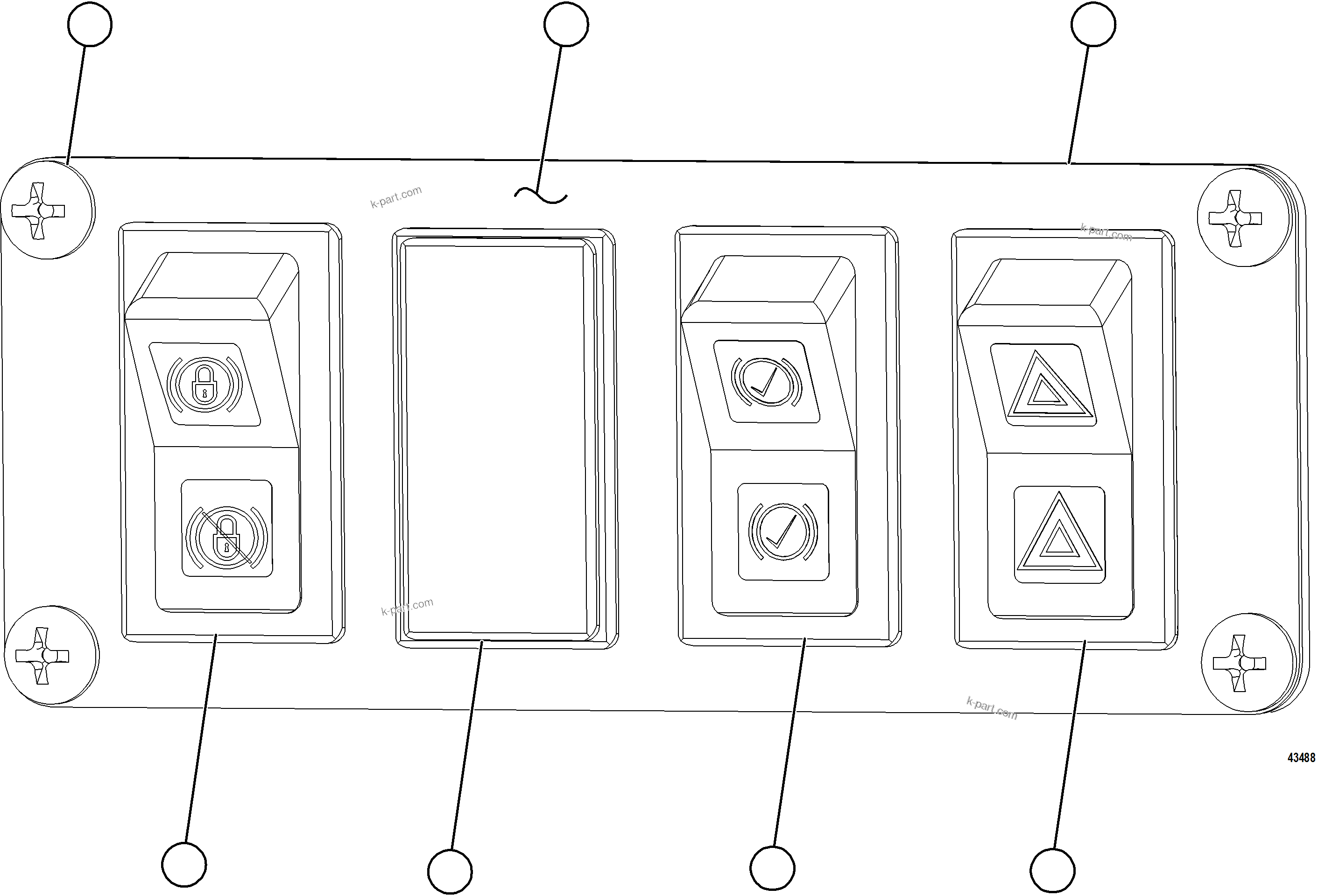Komatsu parts book diagram for AFE57-JJ 830E-1AC S/N A41035 COLOWYO: UPPER RH DASH MODULE