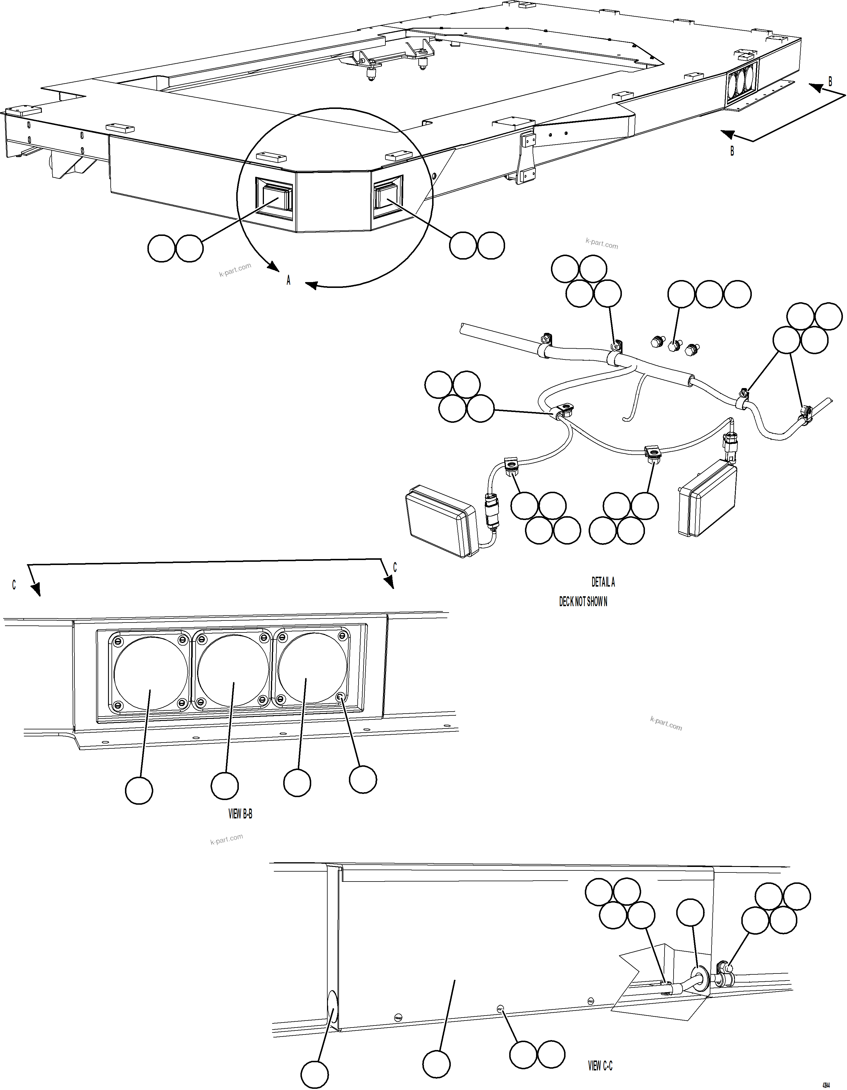 Komatsu parts book diagram for AFE57-JJ 830E-1AC S/N A41035 COLOWYO: LH DECK LIGHTS