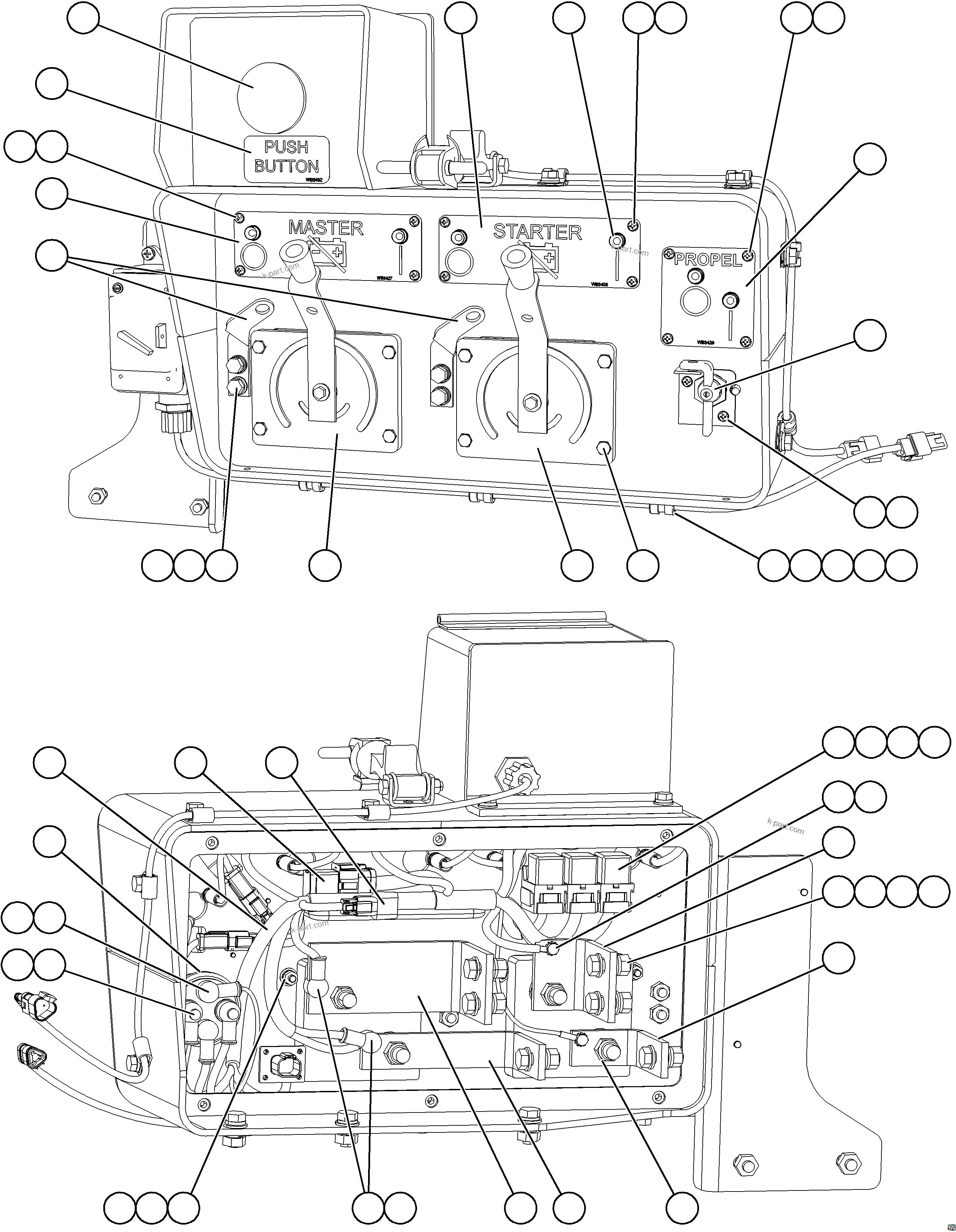 Komatsu parts book diagram for AFE57-JJ 830E-1AC S/N A41035 COLOWYO: ISOLATION BOX    2/3    58E-06-01320