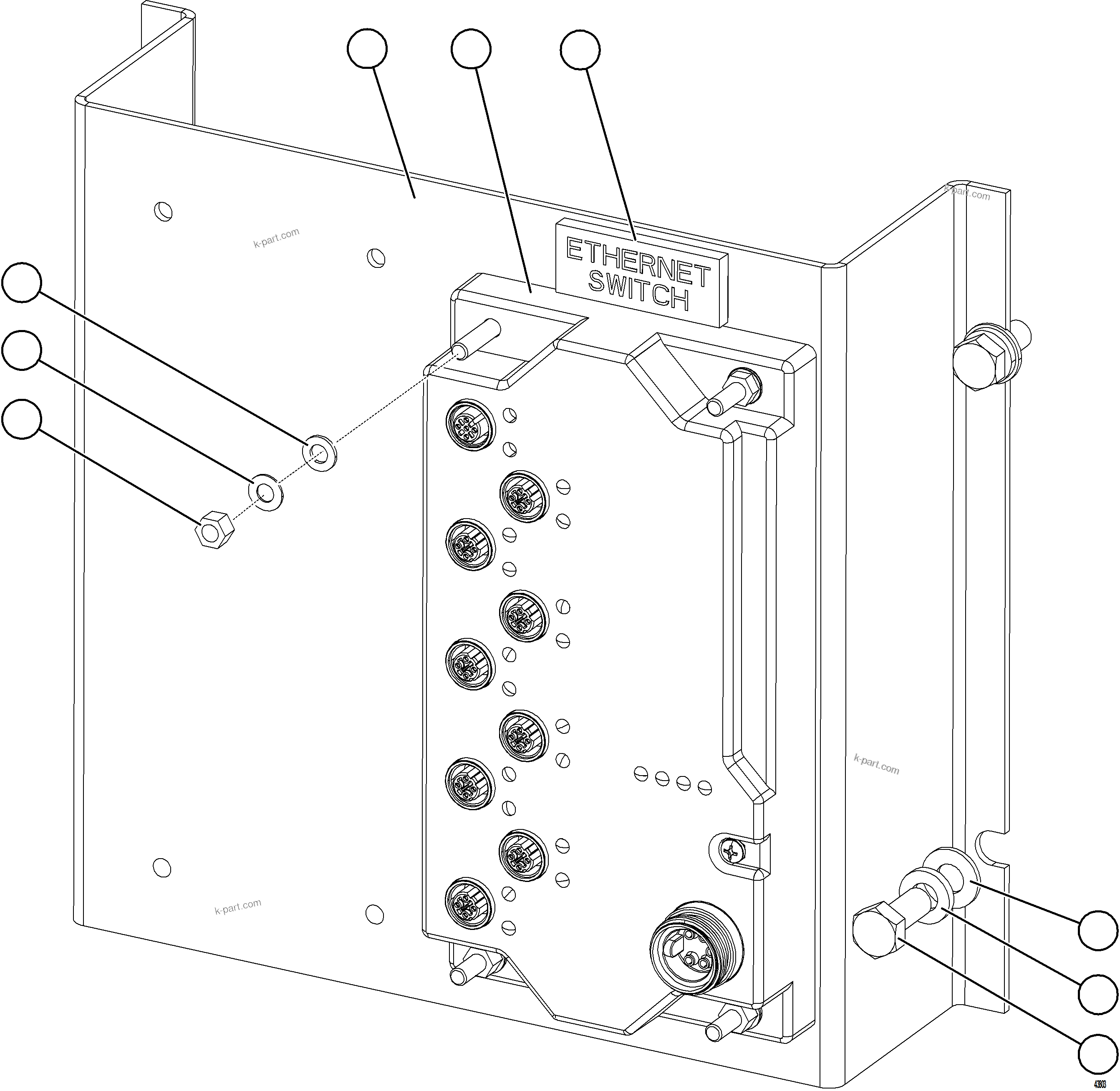 Komatsu parts book diagram for AFE57-JJ 830E-1AC S/N A41035 COLOWYO: ETHERNET MOUNTING ASSEMBLY