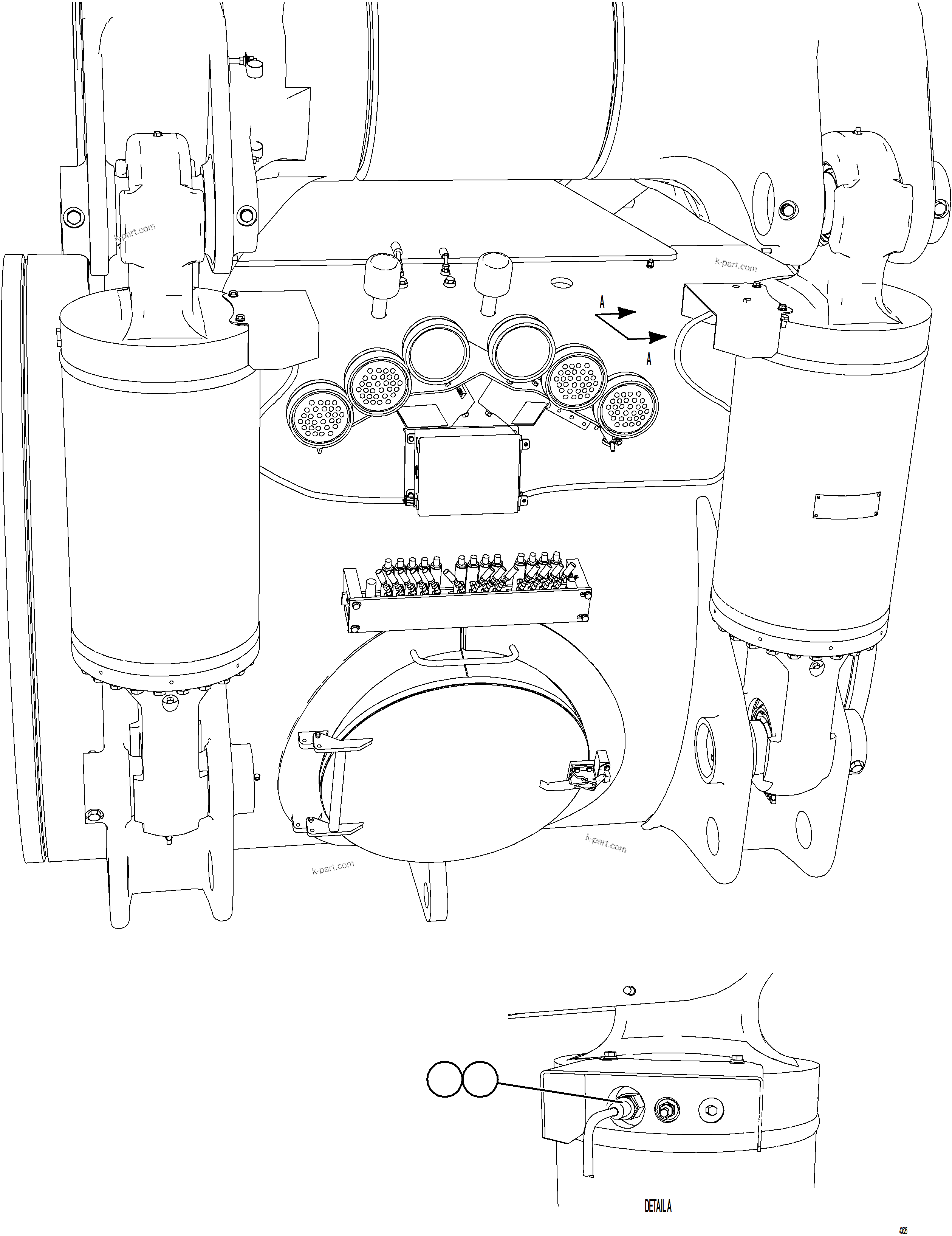 Komatsu parts book diagram for AFE57-JJ 830E-1AC S/N A41035 COLOWYO: PLM SENSOR - REAR SUSPENSIONS