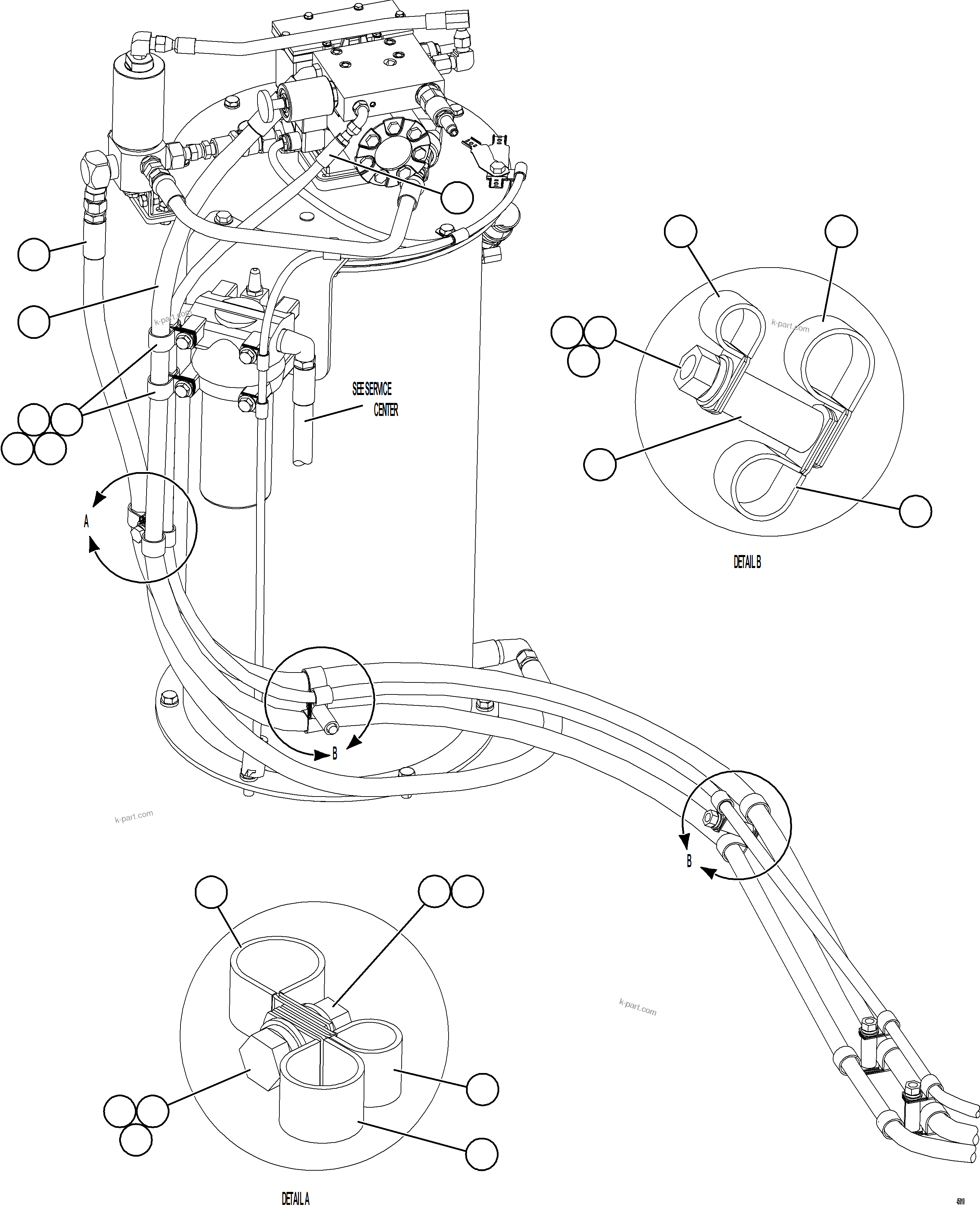 Komatsu parts book diagram for AFE57-JJ 830E-1AC S/N A41035 COLOWYO: AUTOMATIC LUBRICATION - PUMP PIPING    1/2