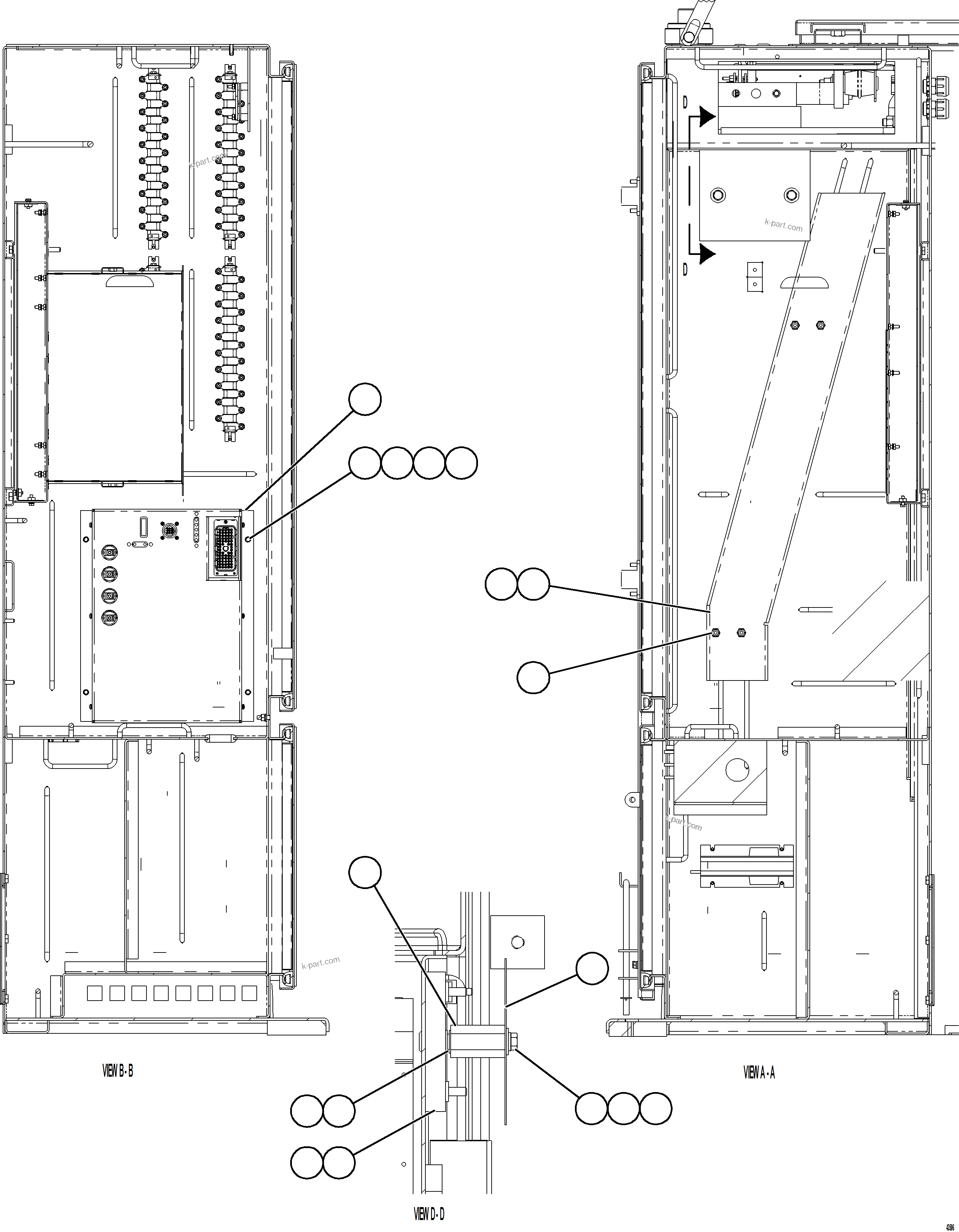 Komatsu parts book diagram for AFE57-JJ 830E-1AC S/N A41035 COLOWYO: CTRL CABINET - LEFT COMP.    2/2    58E-43-00022