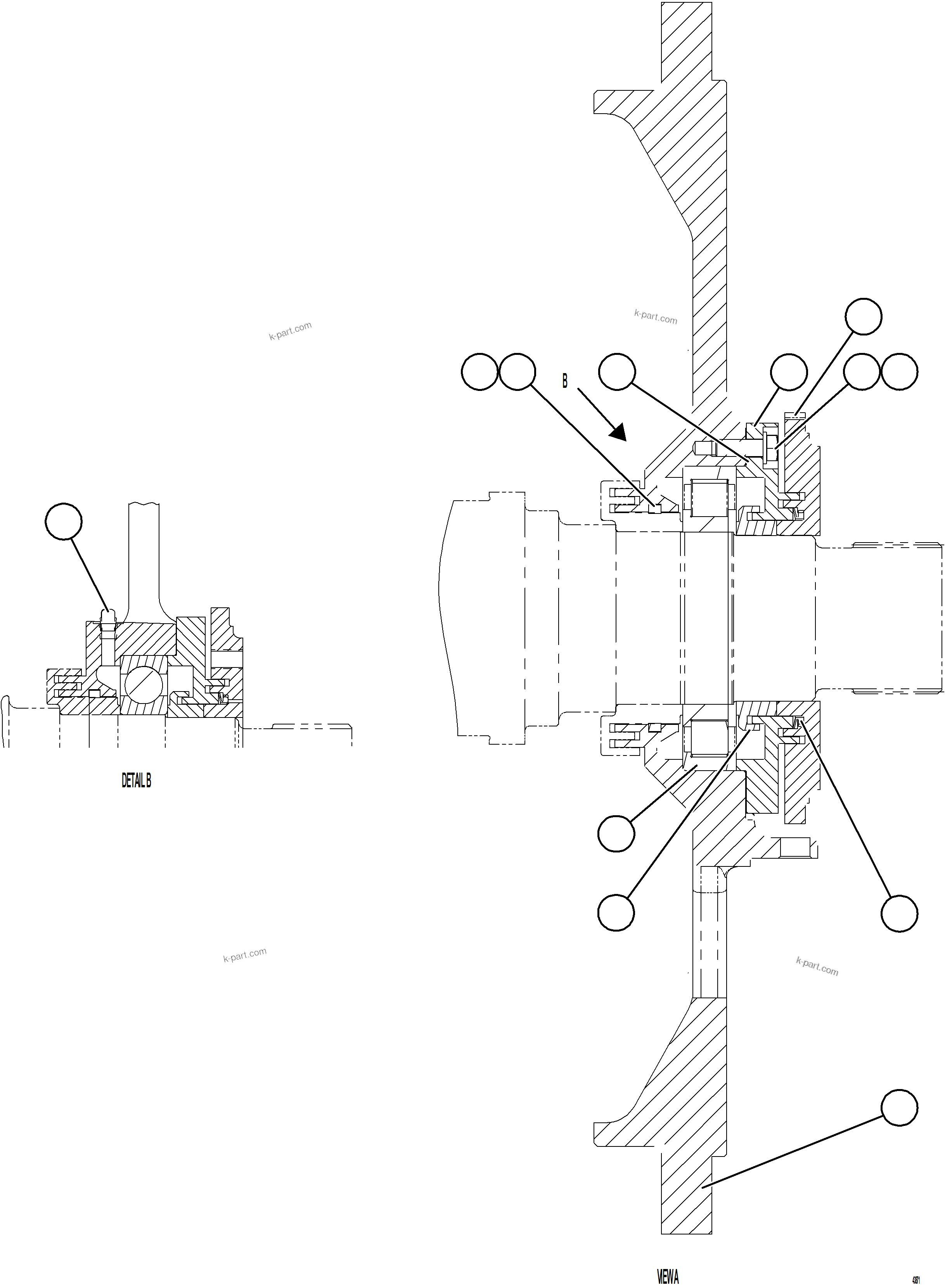 Komatsu parts book diagram for AFE57-JJ 830E-1AC S/N A41035 COLOWYO: WHEEL MOTOR    3/9    58E-30-10091