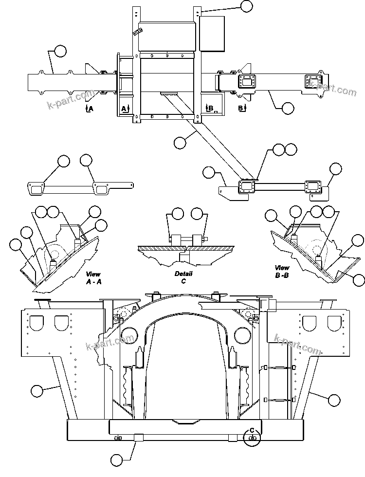 Komatsu parts book diagram for AFE57-X 830E-AC S/N A30101     HIBBING TACONITE: FRAME & UPRIGHTS