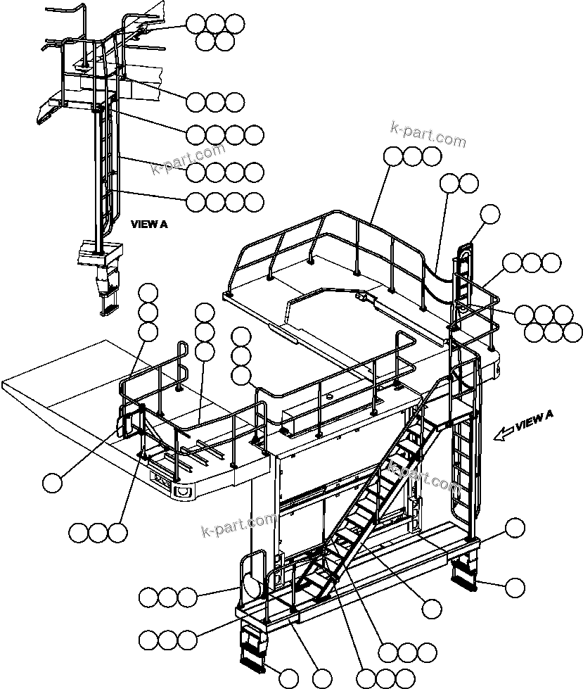 Komatsu parts book diagram for AFE57-X 830E-AC S/N A30101     HIBBING TACONITE: MIRRORS & HANDRAILS