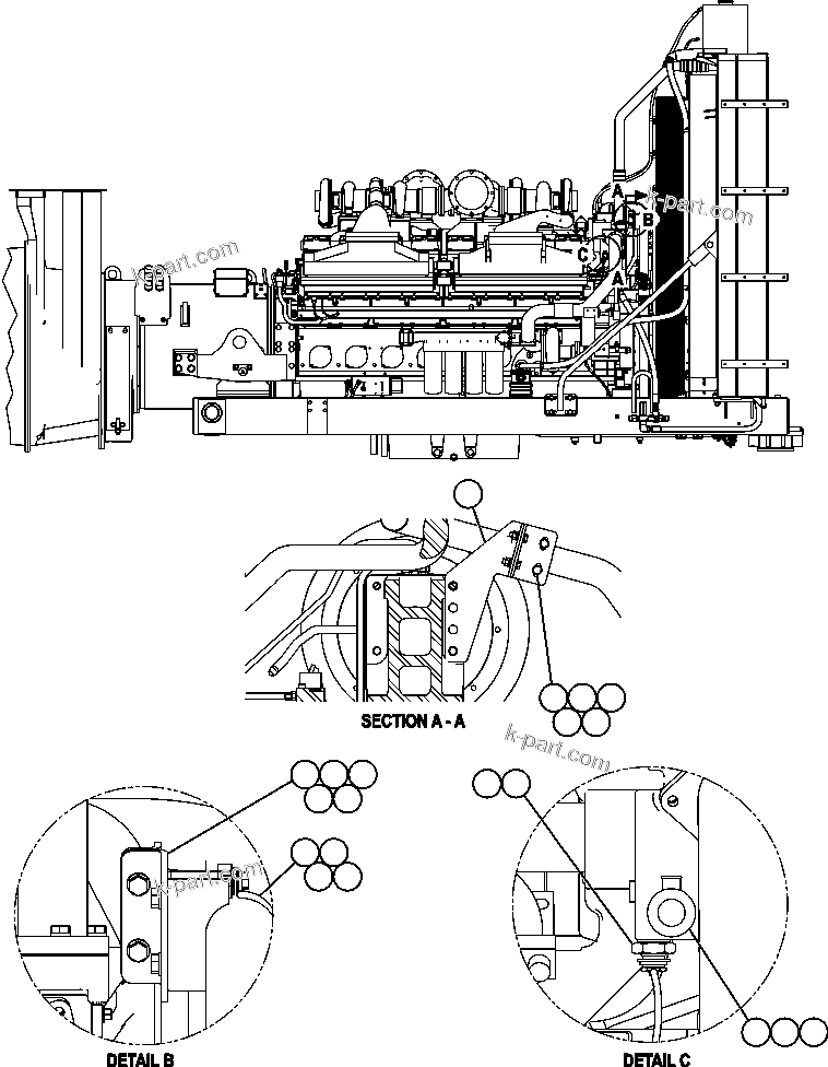 Komatsu parts book diagram for AFE57-X 830E-AC S/N A30101     HIBBING TACONITE: COOLING MISCELLANEOUS