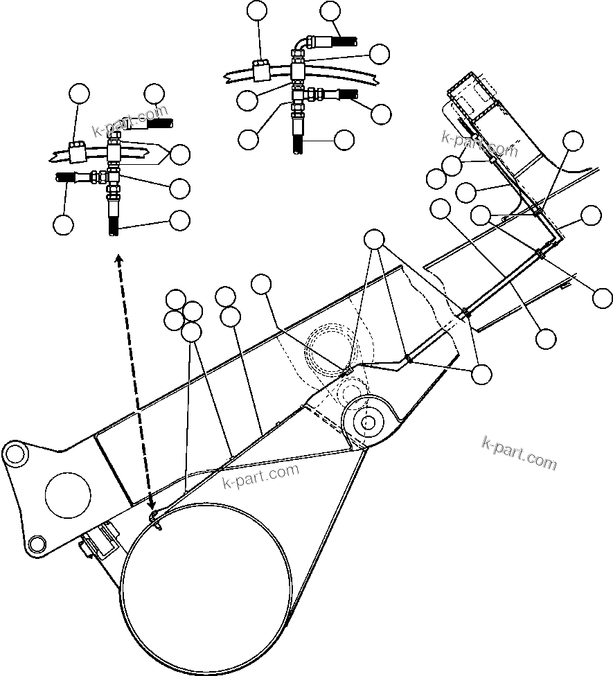 Komatsu parts book diagram for AFE57-X 830E-AC S/N A30101     HIBBING TACONITE: REAR BRAKE PIPING