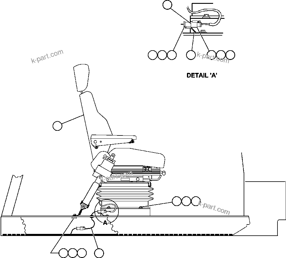 Komatsu parts book diagram for AFE57-X 830E-AC S/N A30101     HIBBING TACONITE: OPERATOR'S SEAT INSTALLATION