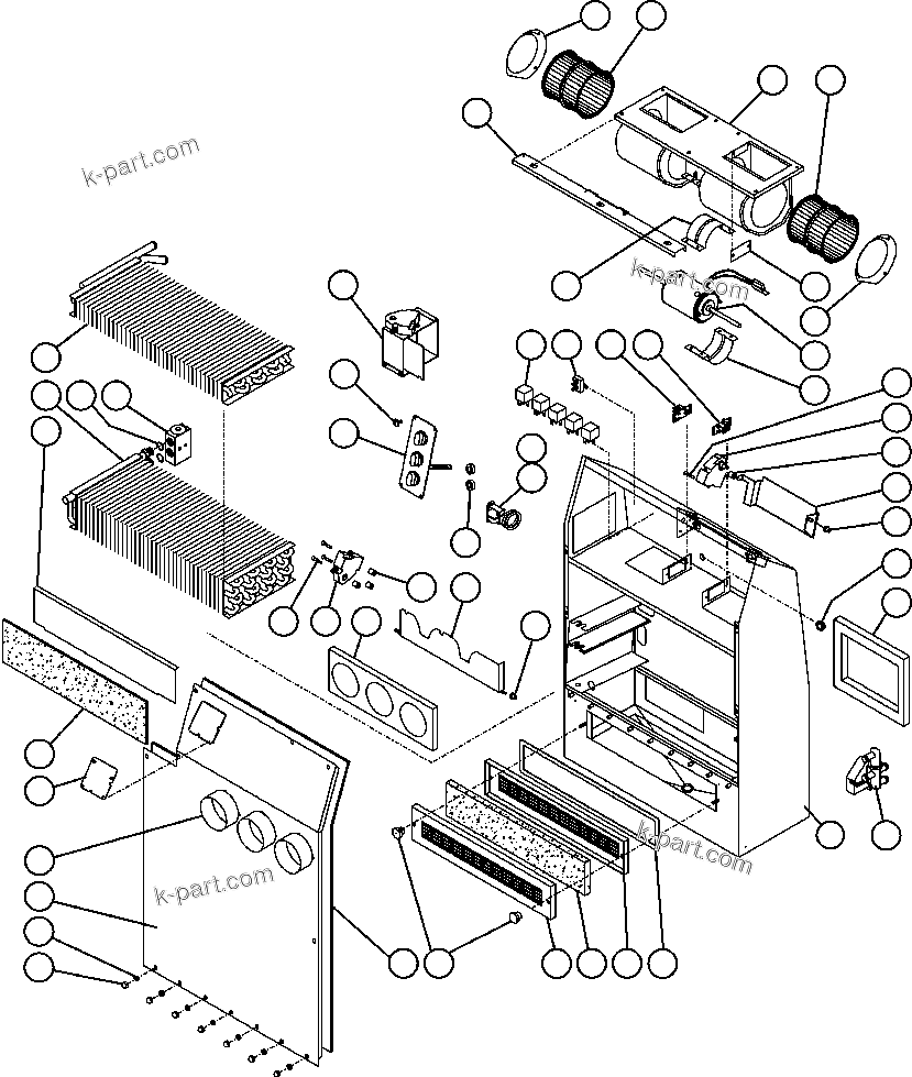 Komatsu parts book diagram for AFE57-X 830E-AC S/N A30101     HIBBING TACONITE: HEATER/AIR CONDITIONER ASSEMBLY - 1 (EK7945)