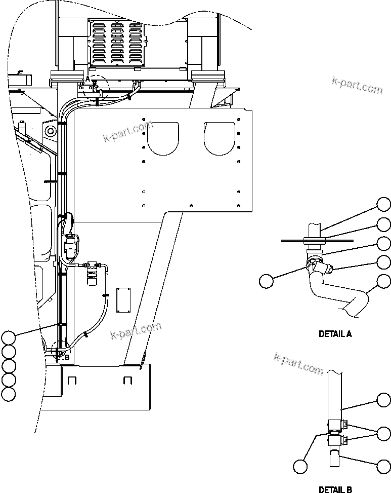 Komatsu parts book diagram for AFE57-X 830E-AC S/N A30101     HIBBING TACONITE: HEATER/AC DRAIN HOSE INSTALLATION