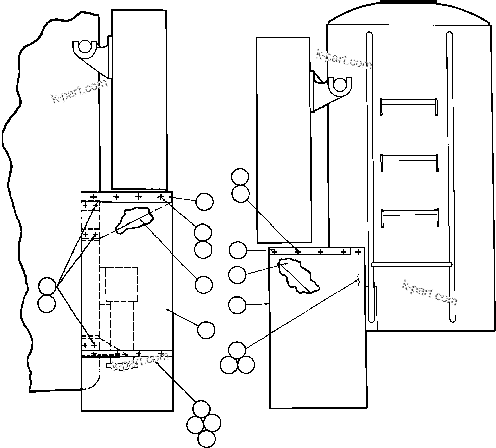 Komatsu parts book diagram for AFE57-X 830E-AC S/N A30101     HIBBING TACONITE: REAR MUDFLAP INSTALLATION