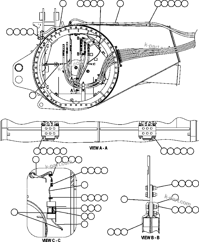 Komatsu parts book diagram for AFE57-X 830E-AC S/N A30101     HIBBING TACONITE: REAR AXLE WIRING