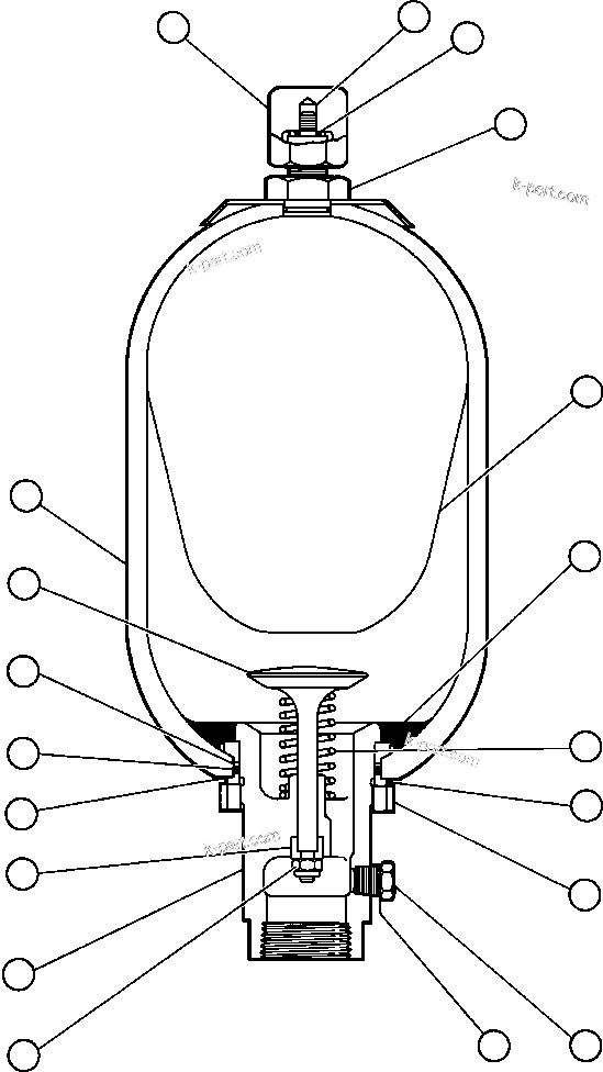 Komatsu parts book diagram for AFE57-X 830E-AC S/N A30101     HIBBING TACONITE: ACCUMULATOR ASSEMBLY (2.5 GAL.) (PB7058)