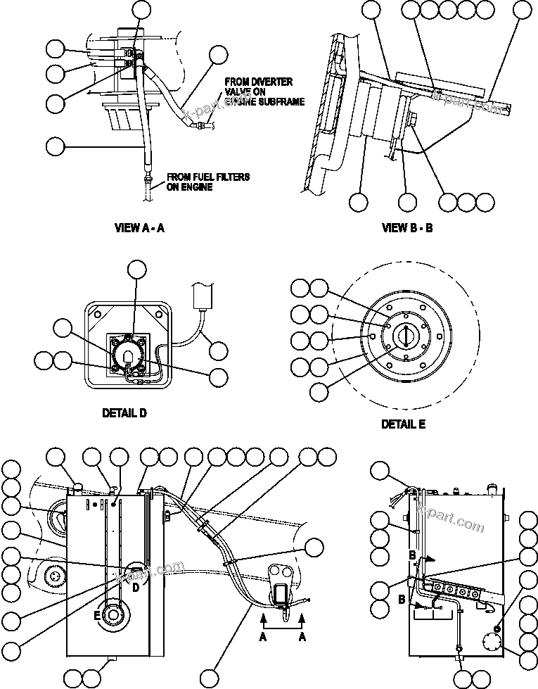 Komatsu parts book diagram for AFE57-X 830E-AC S/N A30101     HIBBING TACONITE: FUEL TANK INSTALLATION & PIPING