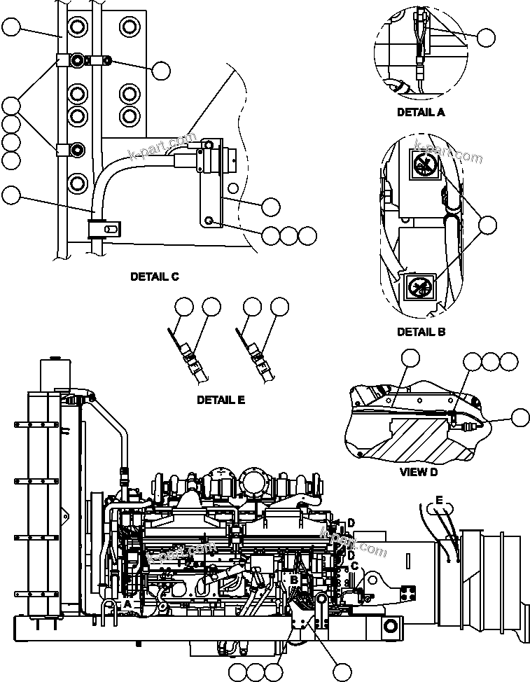 Komatsu parts book diagram for AFE57-X 830E-AC S/N A30101     HIBBING TACONITE: ENGINE WIRING