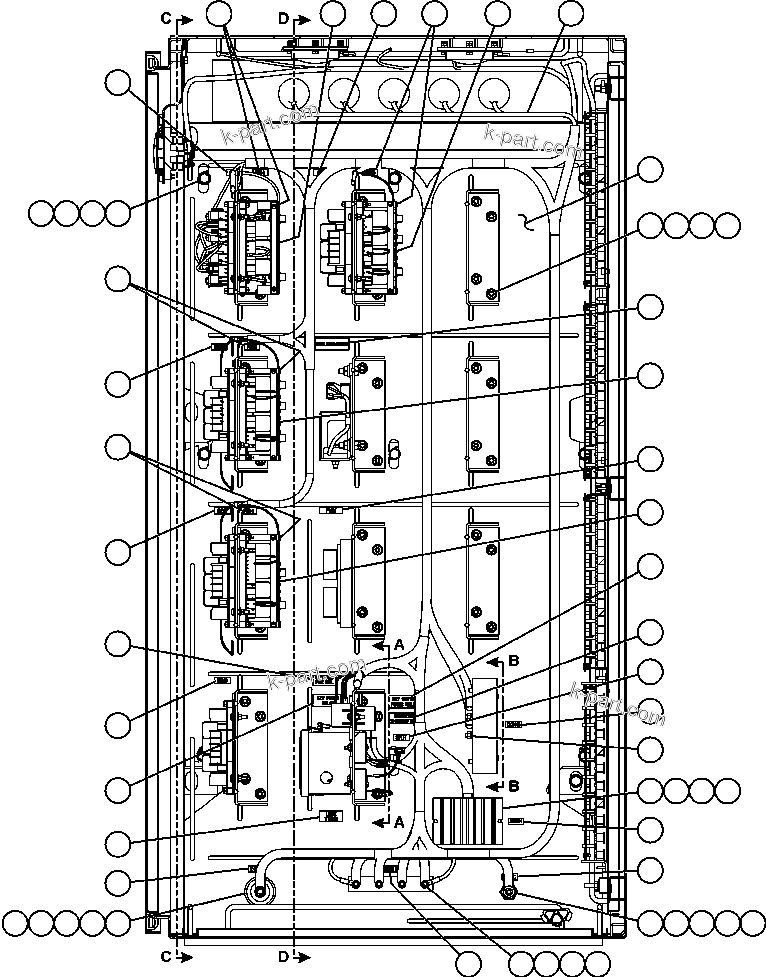 Komatsu parts book diagram for AFE57-X 830E-AC S/N A30101     HIBBING TACONITE: AUXILIARY CONTROL CABINET COMPONENTS - L.H. WALL
