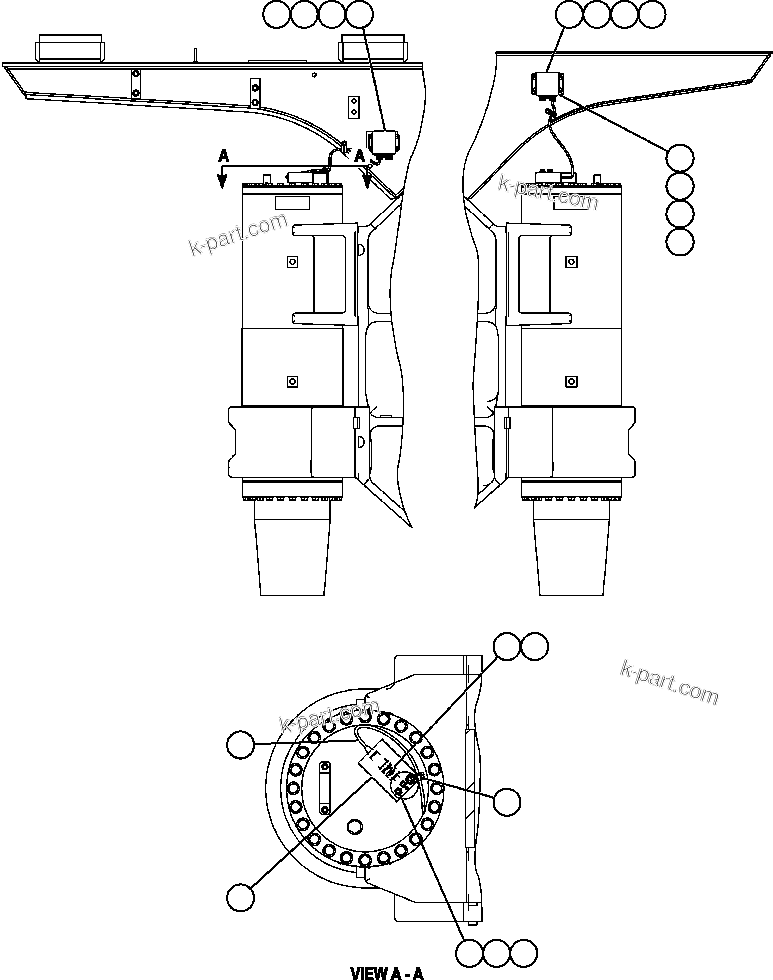 Komatsu parts book diagram for AFE57-X 830E-AC S/N A30101     HIBBING TACONITE: PAYLOAD METER III - FRONT SUSPENSIONS