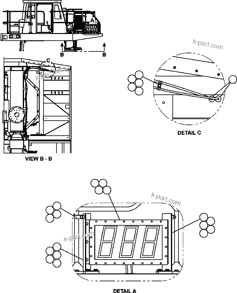 Komatsu parts book diagram for AFE57-X 830E-AC S/N A30101     HIBBING TACONITE: SCOREBOARD INSTALLATION - L.H. - 1