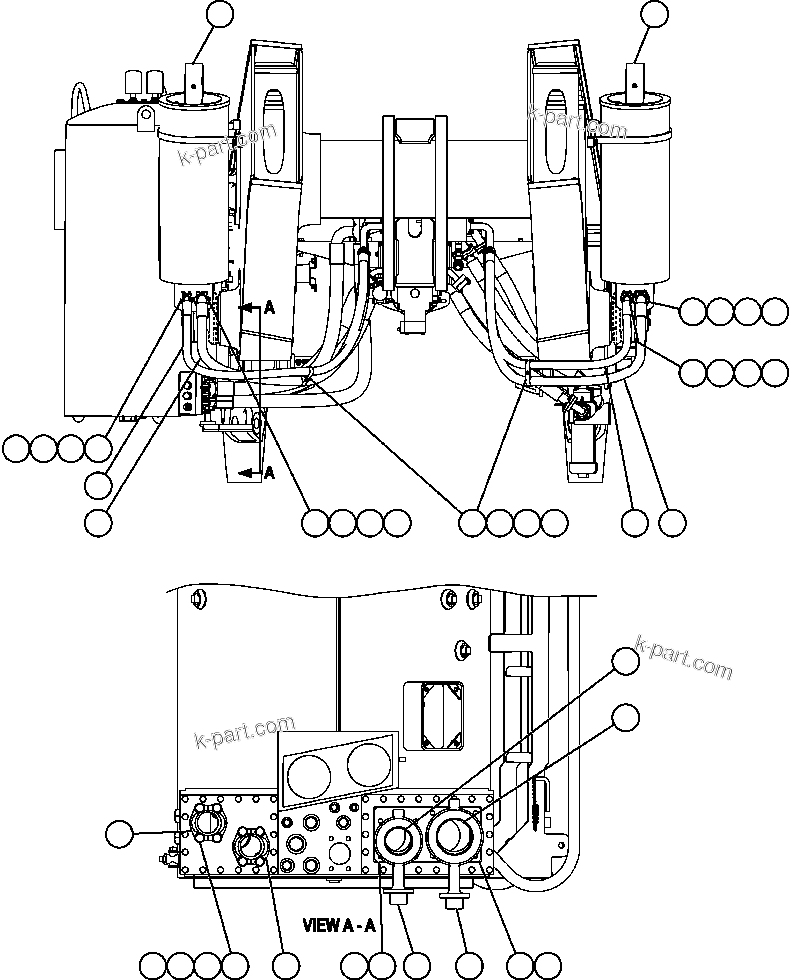 Komatsu parts book diagram for AFE57-X 830E-AC S/N A30101     HIBBING TACONITE: HOIST PIPING - 1