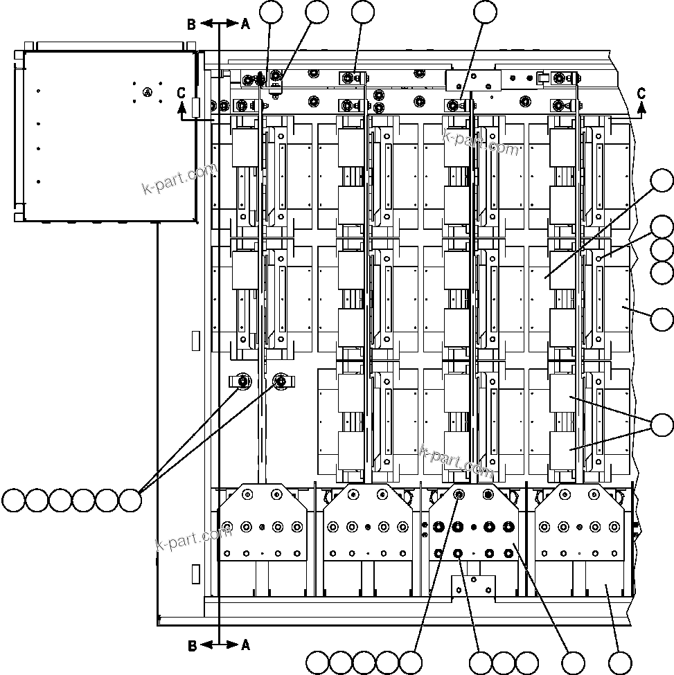 Komatsu parts book diagram for AFE57-X 830E-AC S/N A30101     HIBBING TACONITE: CONTROL CABINET - RIGHT FRONT (PC2226)